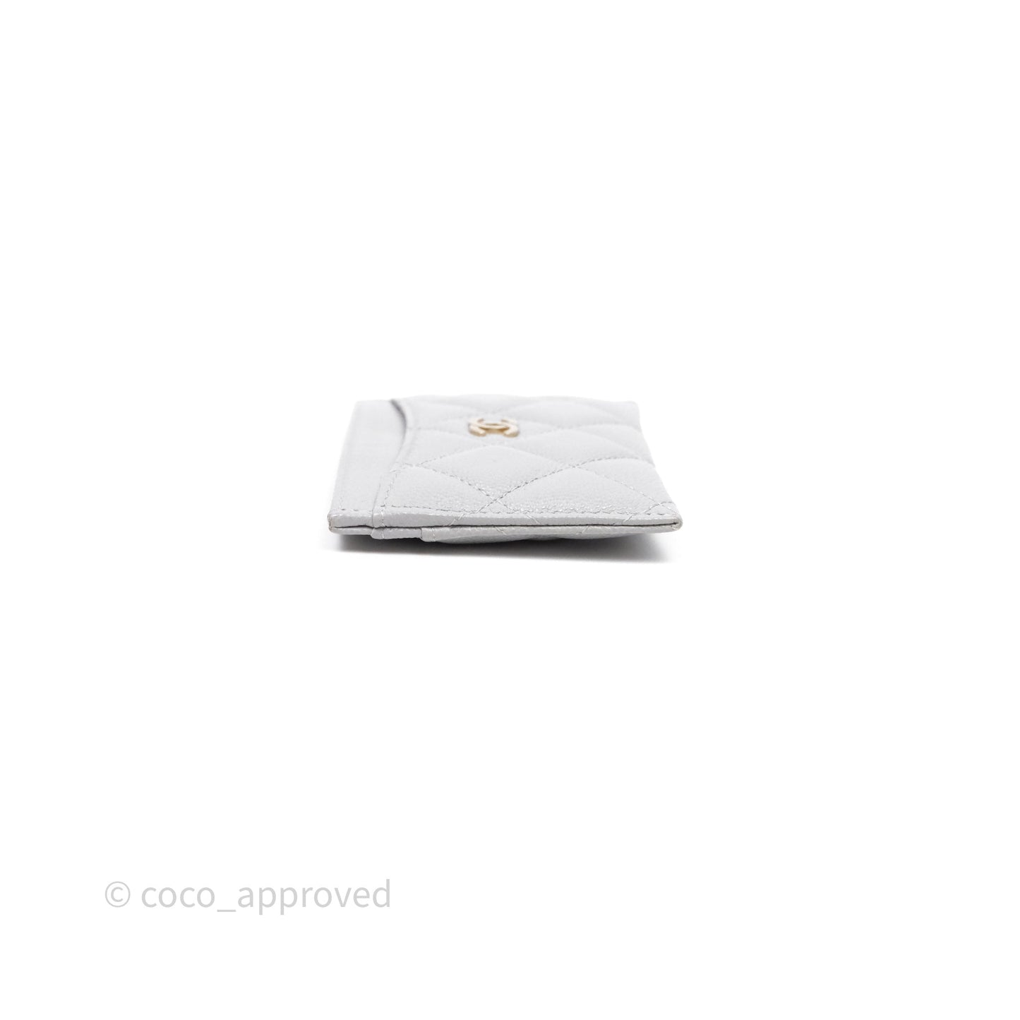 Chanel Classic Flat Card Holder Grey Caviar Gold Hardware