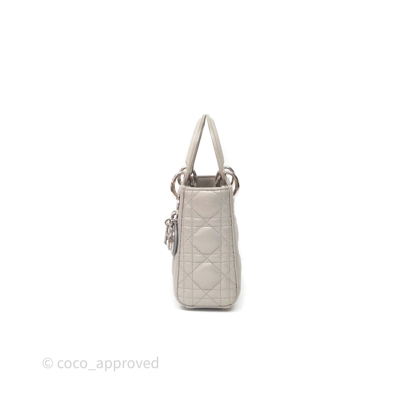 Christian Dior Mini Lady Dior Metallic Silver Nubuck Silver Hardware