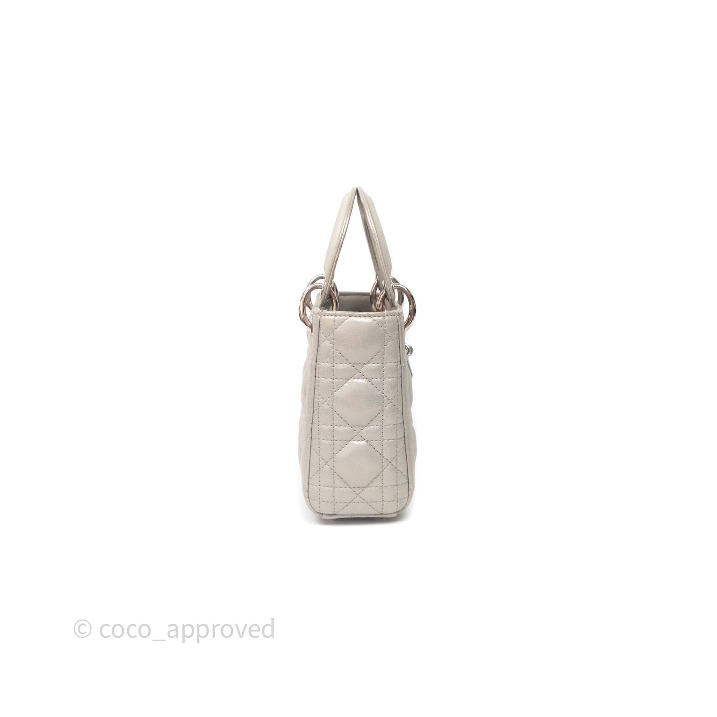 Christian Dior Mini Lady Dior Metallic Silver Nubuck Silver Hardware