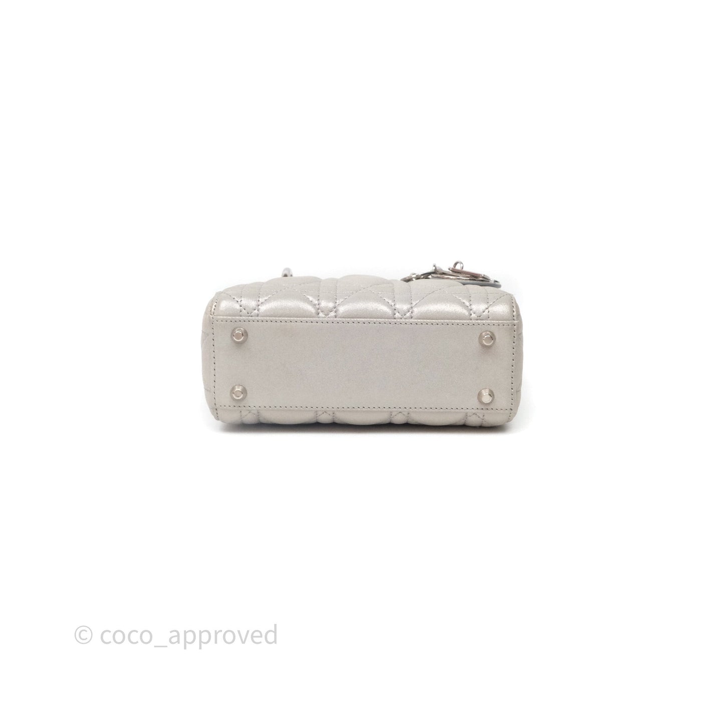 Christian Dior Mini Lady Dior Metallic Silver Nubuck Silver Hardware