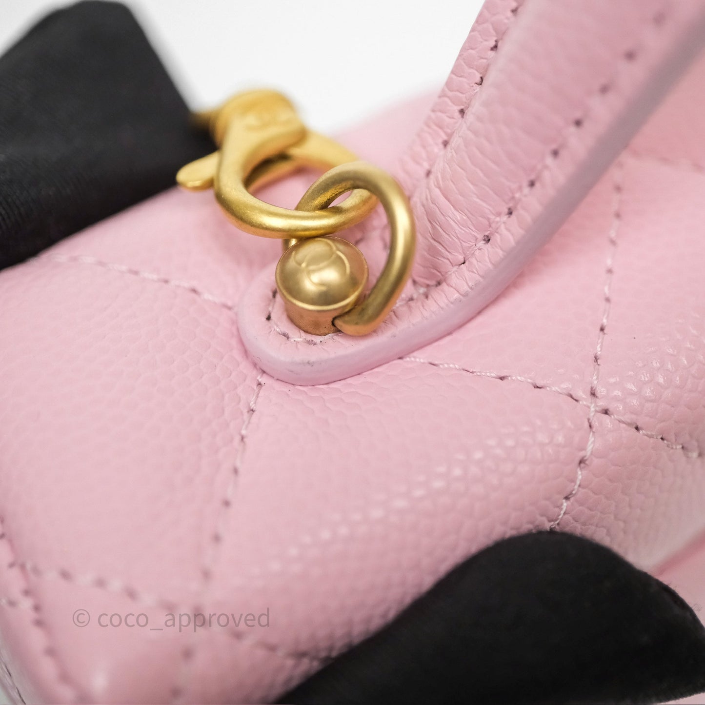 Chanel Top Handle Long Vanity with Chain Pink Caviar Aged Gold Hardware
