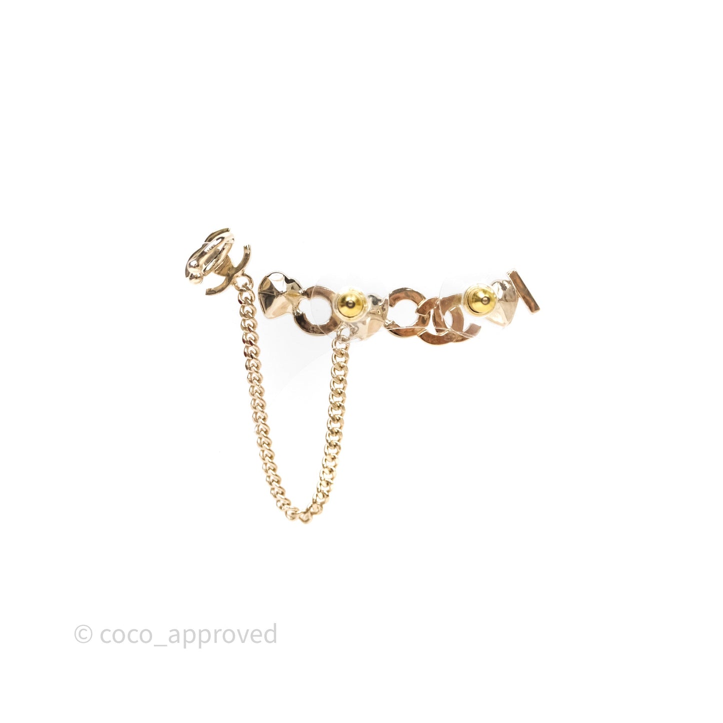 Chanel Crystal COCO Pink Heart Earrings Gold Tone 22B