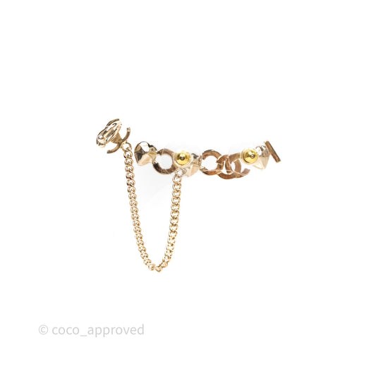 Chanel Crystal COCO Pink Heart Earrings Gold Tone 22B