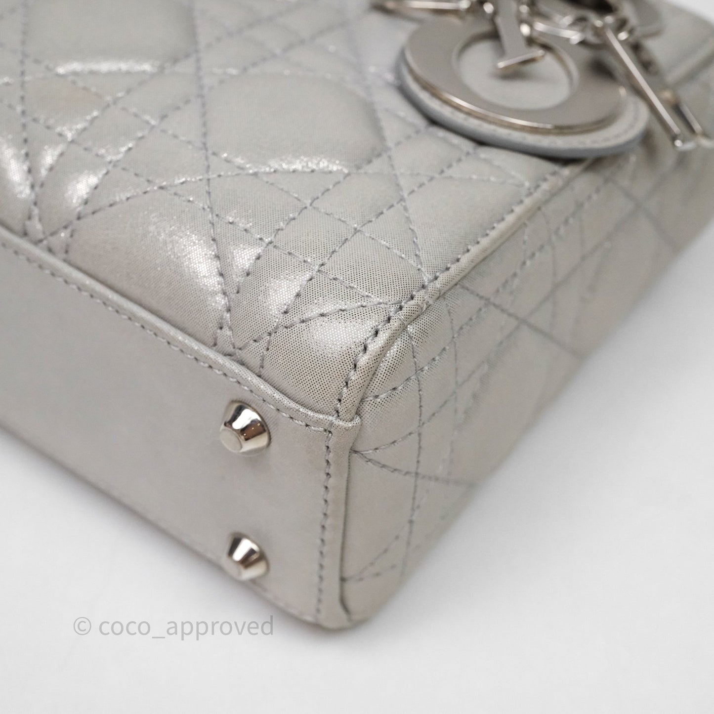 Christian Dior Mini Lady Dior Metallic Silver Nubuck Silver Hardware