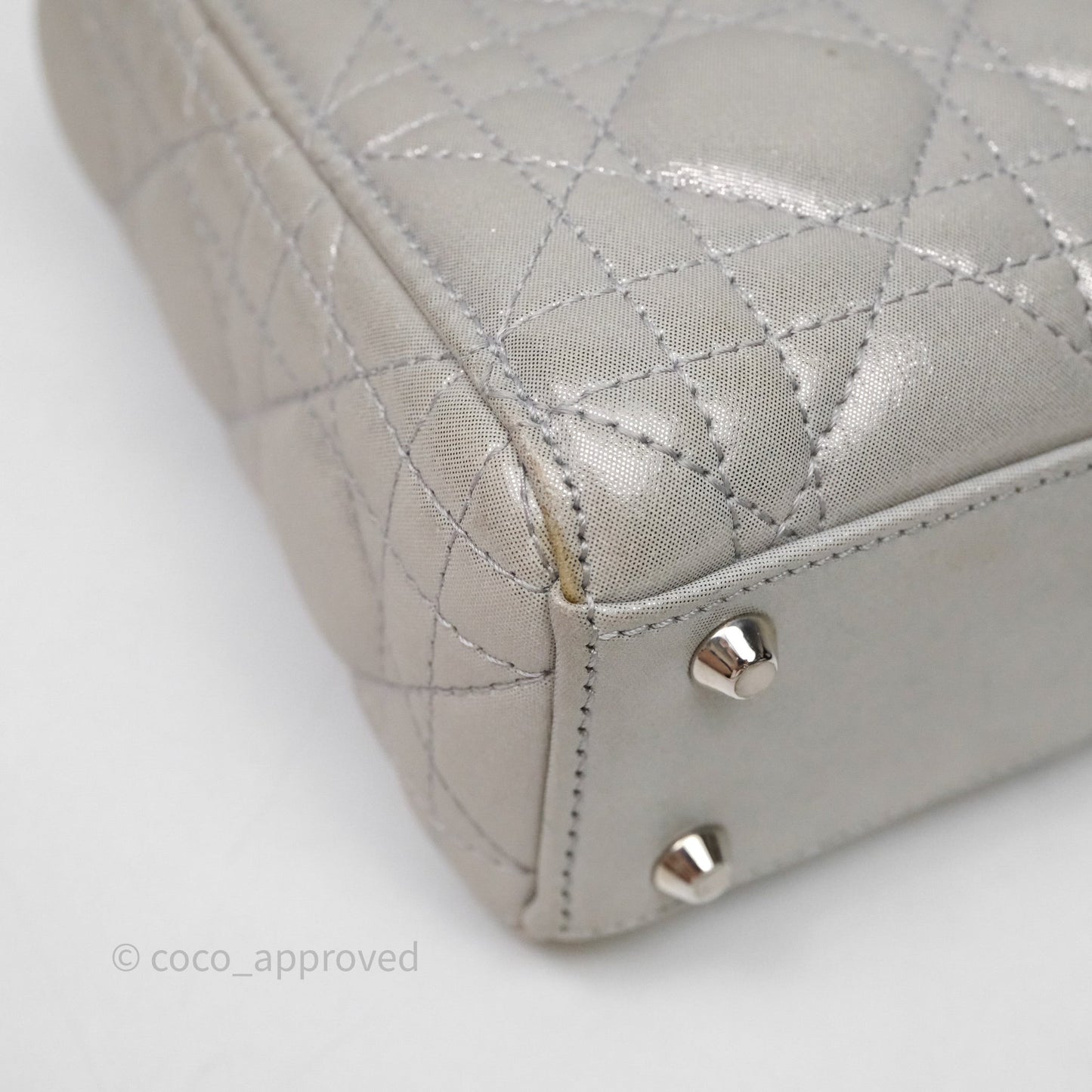 Christian Dior Mini Lady Dior Metallic Silver Nubuck Silver Hardware