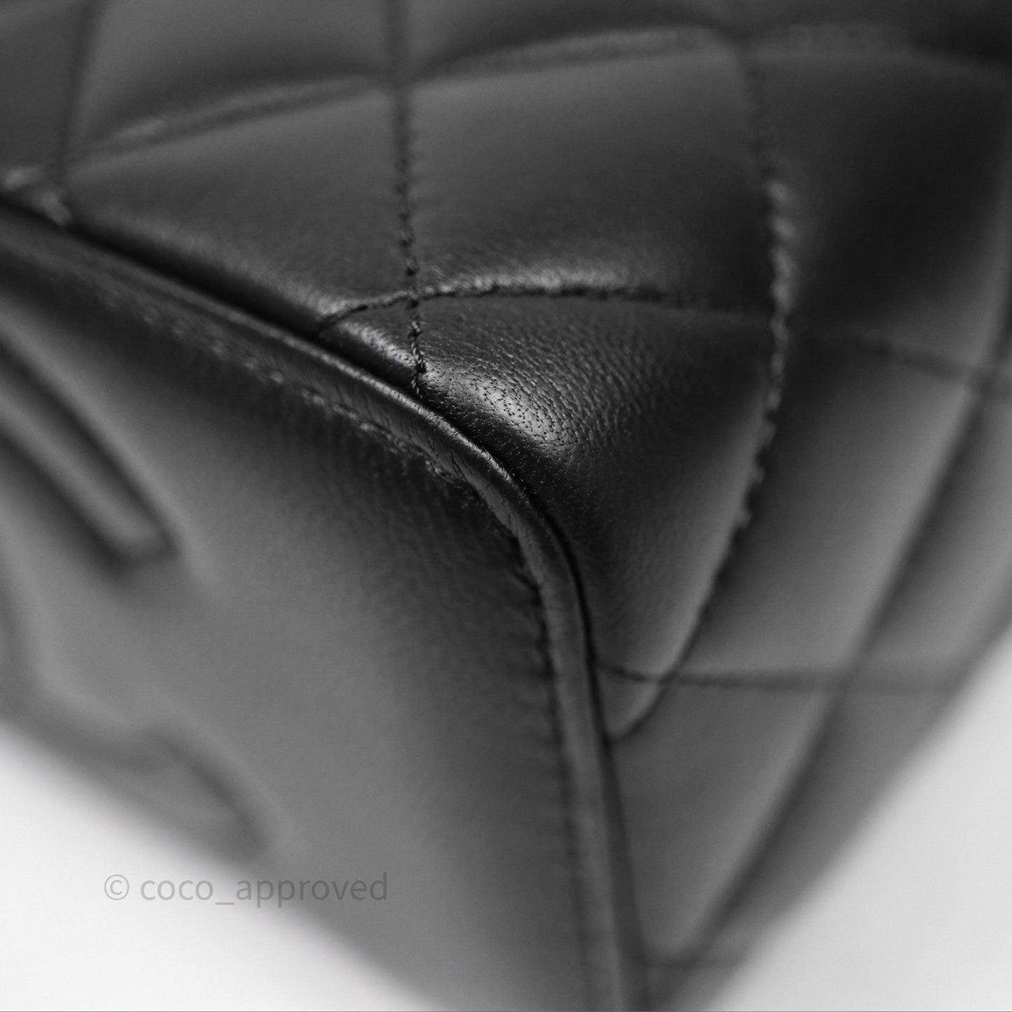 Chanel Quilted Vanity Rectangular with Camellia Adjustable Chain Black Lambskin