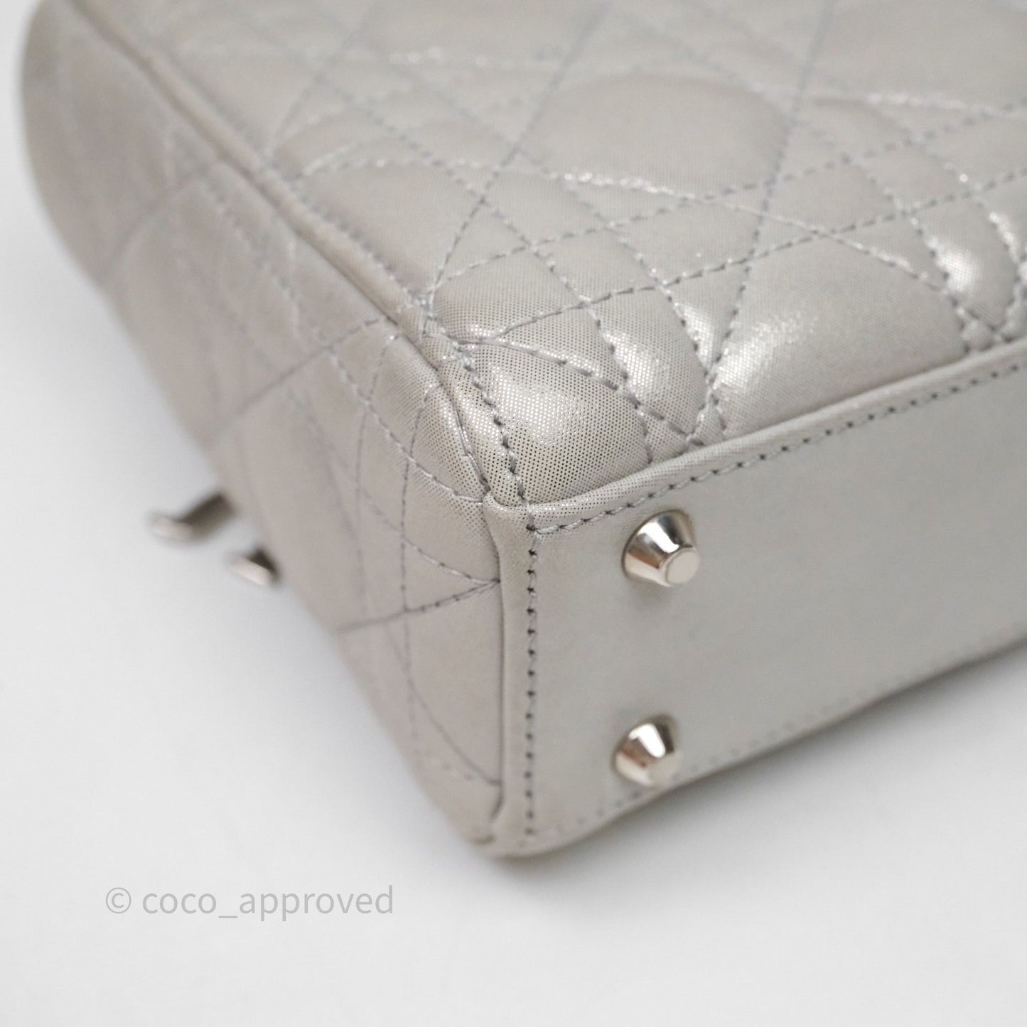 Christian Dior Mini Lady Dior Metallic Silver Nubuck Silver Hardware