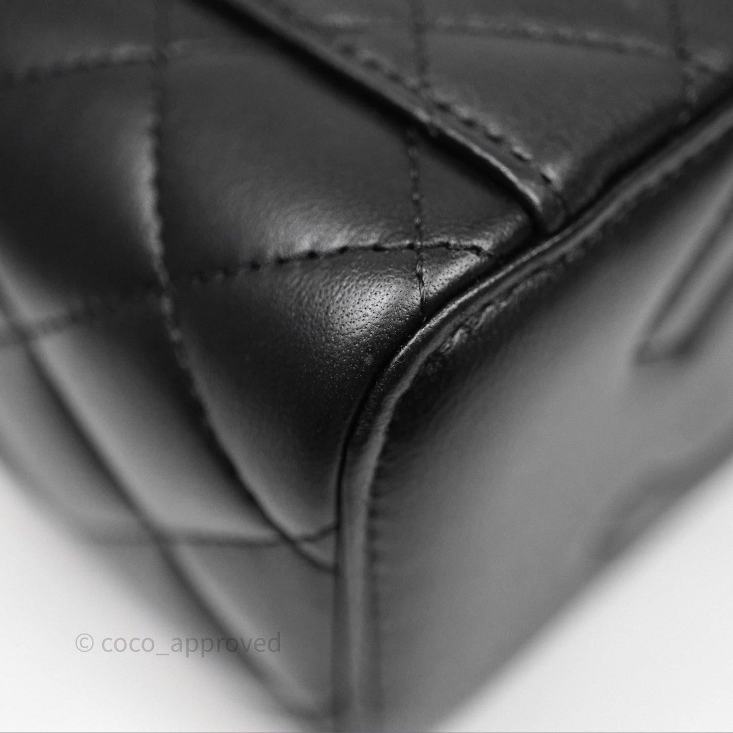 Chanel Quilted Vanity Rectangular with Camellia Adjustable Chain Black Lambskin