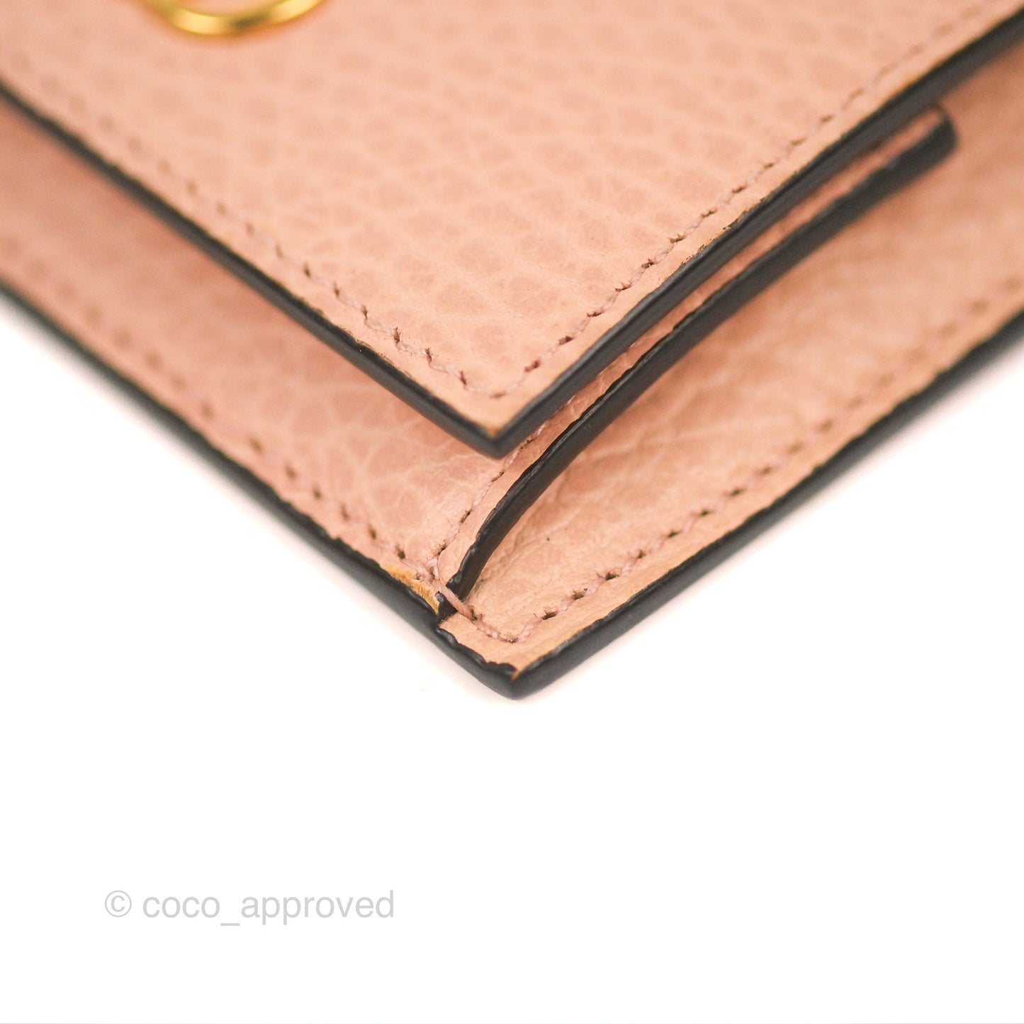 Gucci GG Marmont Coin Card Holder Pink Grained Leather
