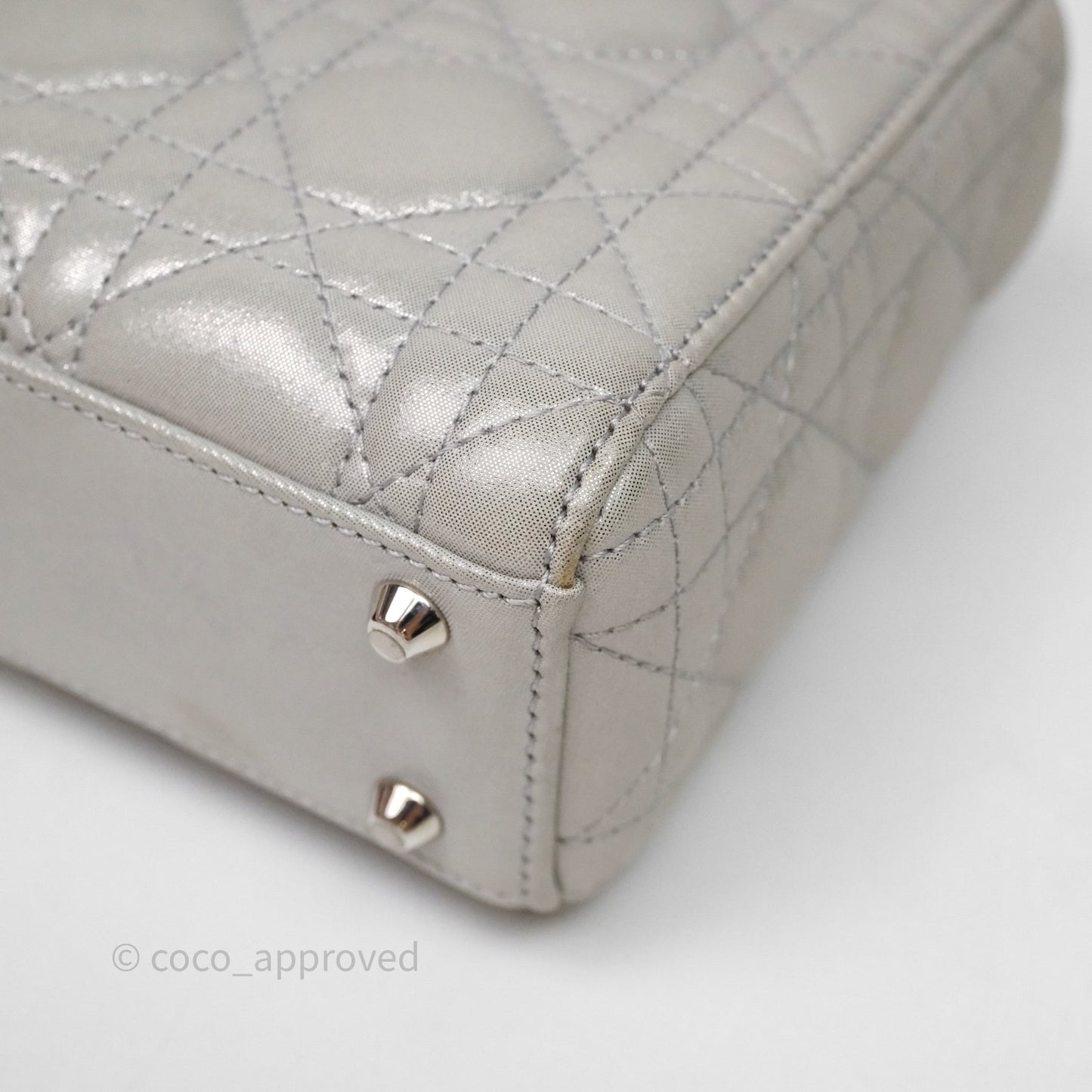 Christian Dior Mini Lady Dior Metallic Silver Nubuck Silver Hardware