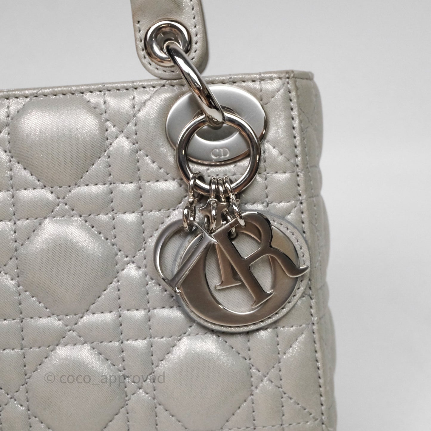 Christian Dior Mini Lady Dior Metallic Silver Nubuck Silver Hardware