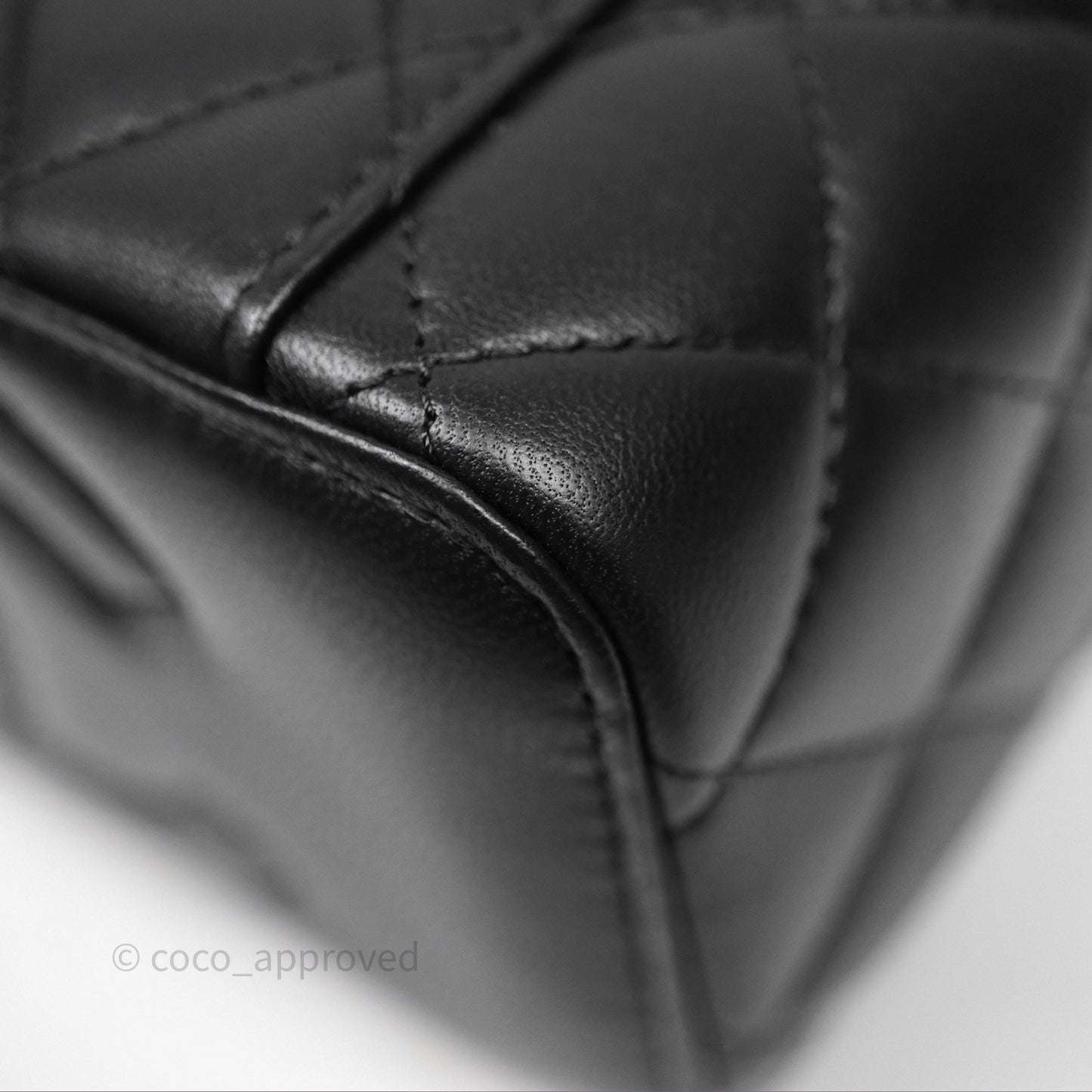 Chanel Quilted Vanity Rectangular with Camellia Adjustable Chain Black Lambskin