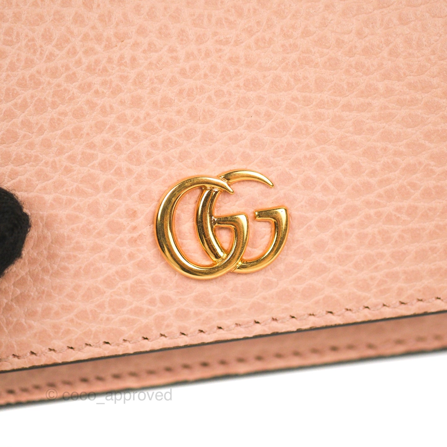 Gucci GG Marmont Coin Card Holder Pink Grained Leather