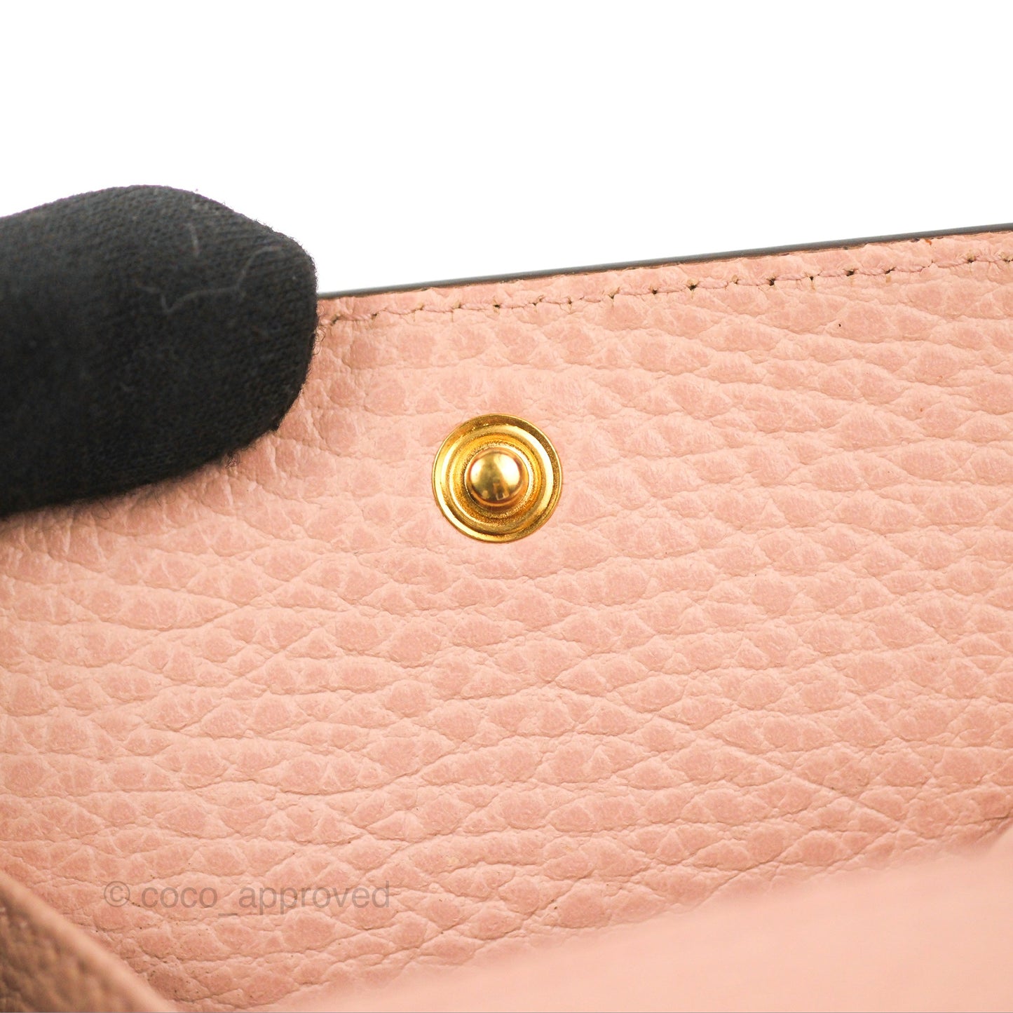 Gucci GG Marmont Coin Card Holder Pink Grained Leather