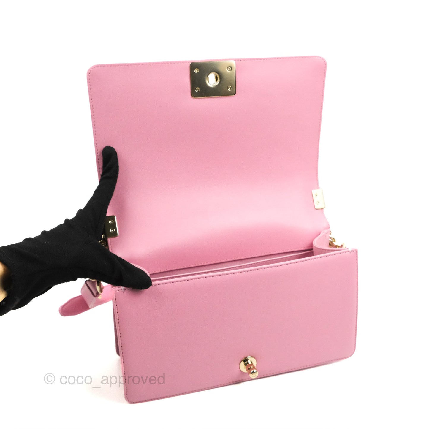 Chanel Chevron Medium Boy Pink Calfskin Gold Hardware