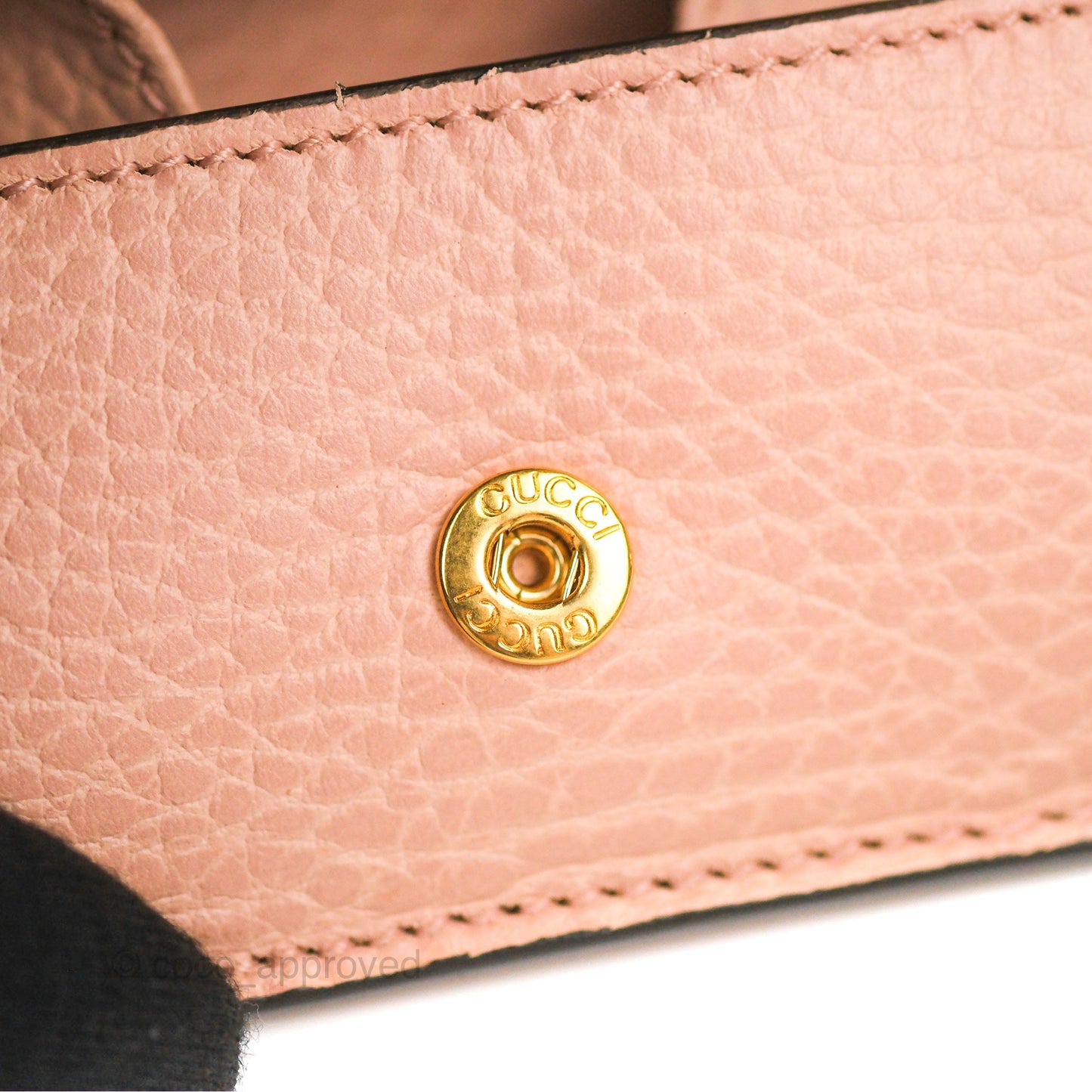 Gucci GG Marmont Coin Card Holder Pink Grained Leather
