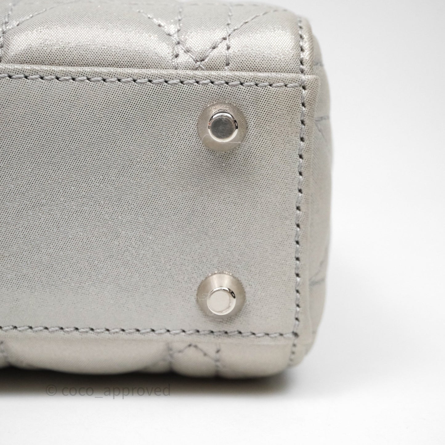 Christian Dior Mini Lady Dior Metallic Silver Nubuck Silver Hardware