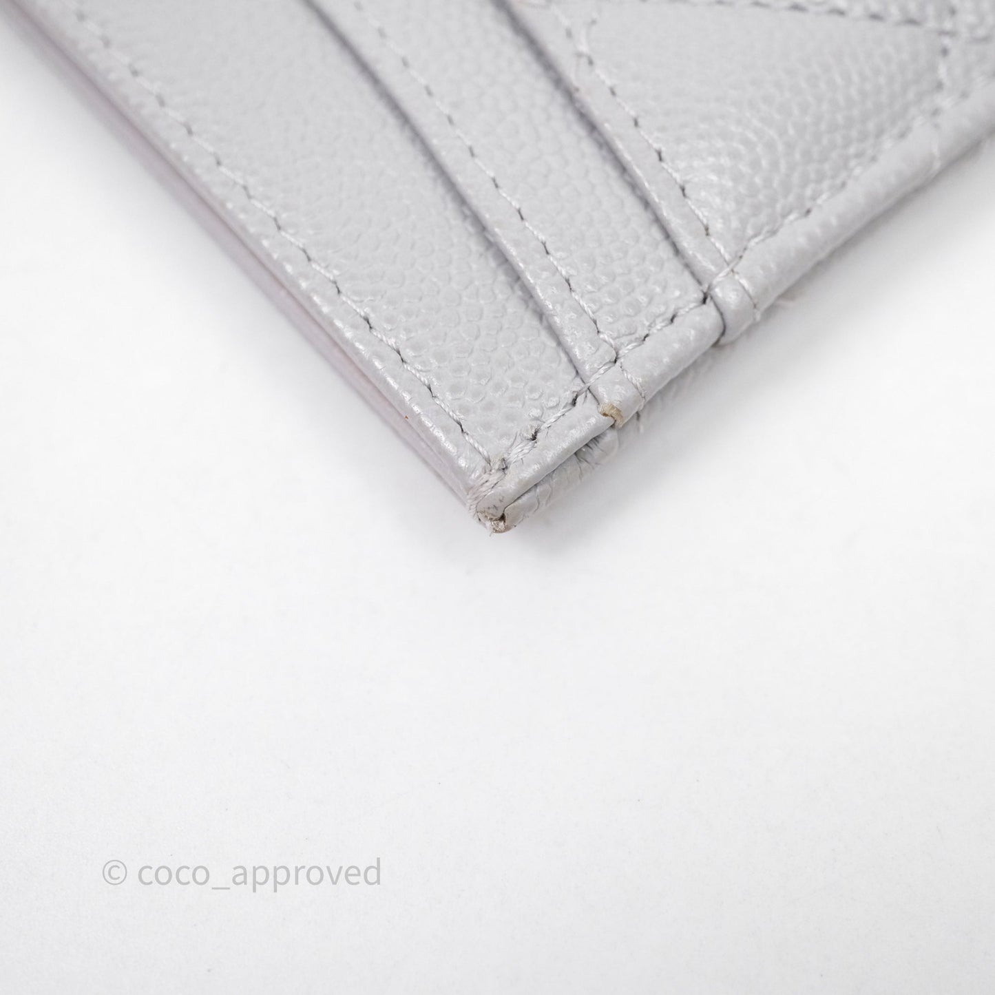 Chanel Classic Flat Card Holder Grey Caviar Gold Hardware