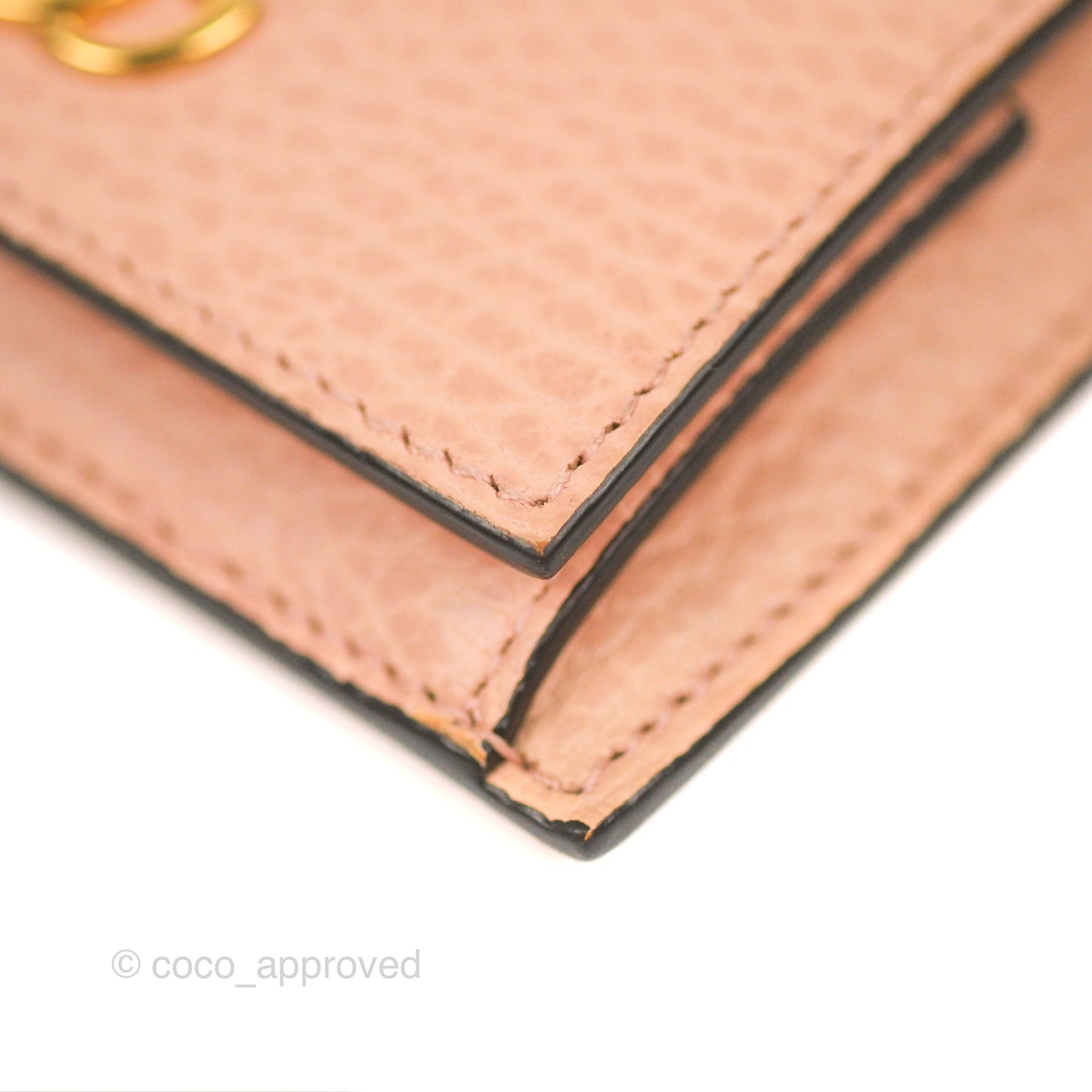 Gucci GG Marmont Coin Card Holder Pink Grained Leather
