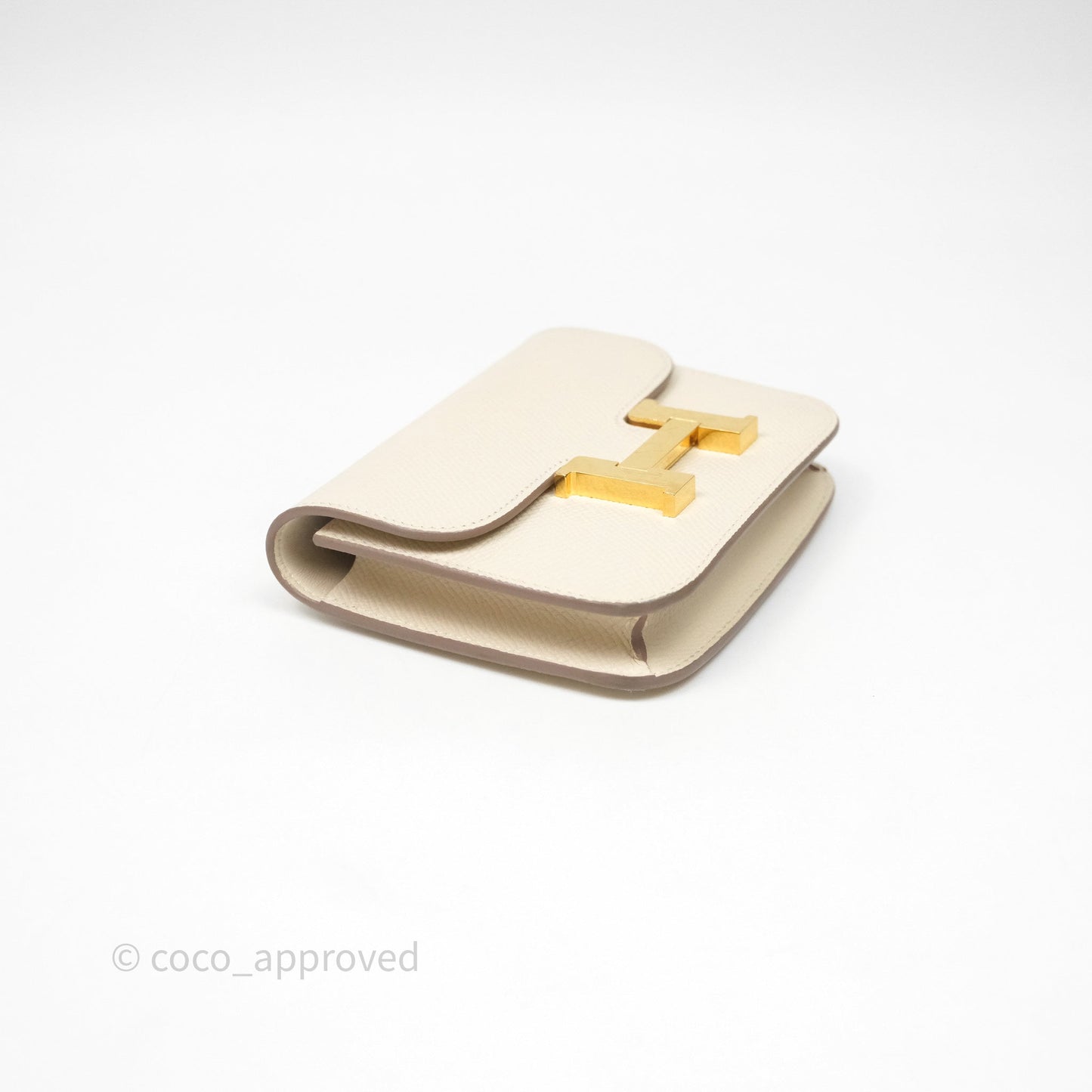 Hermès Constance Slim Wallet Craie 10 Gold Hardware