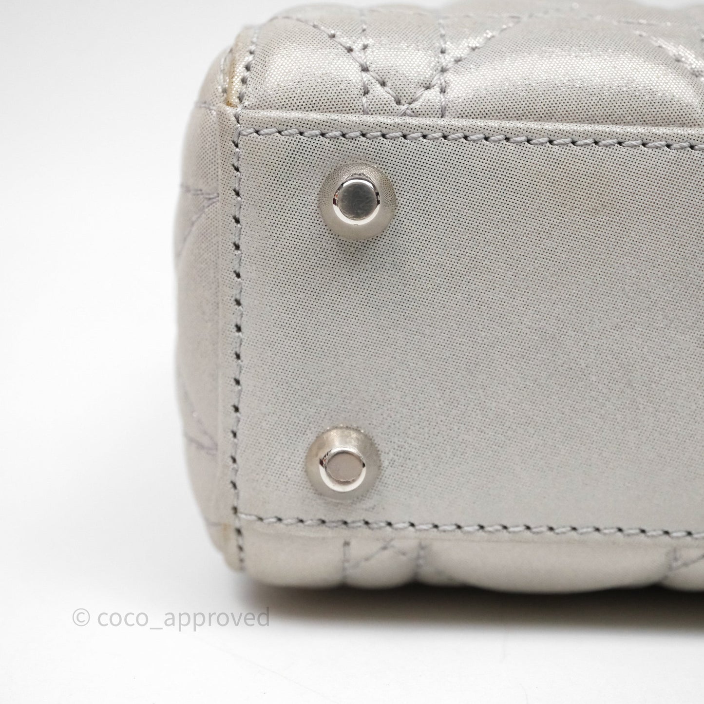 Christian Dior Mini Lady Dior Metallic Silver Nubuck Silver Hardware