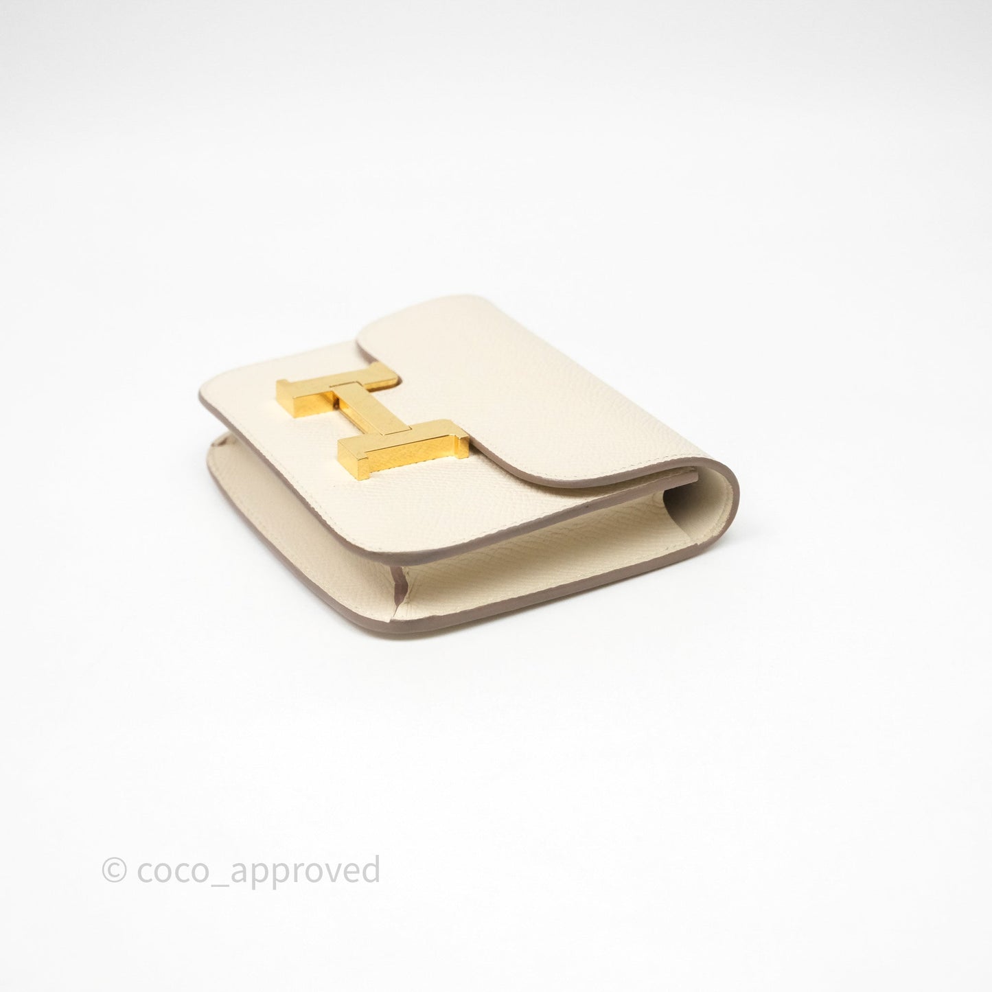 Hermès Constance Slim Wallet Craie 10 Gold Hardware