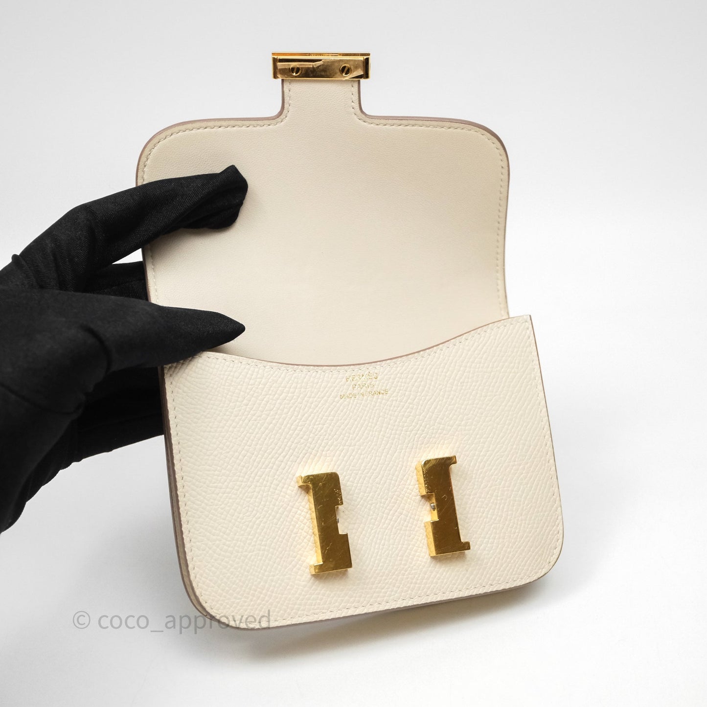 Hermès Constance Slim Wallet Craie 10 Gold Hardware