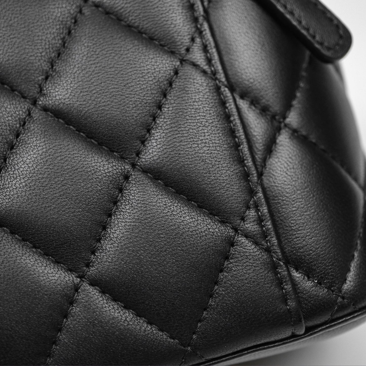 Chanel Quilted Vanity Rectangular with Camellia Adjustable Chain Black Lambskin