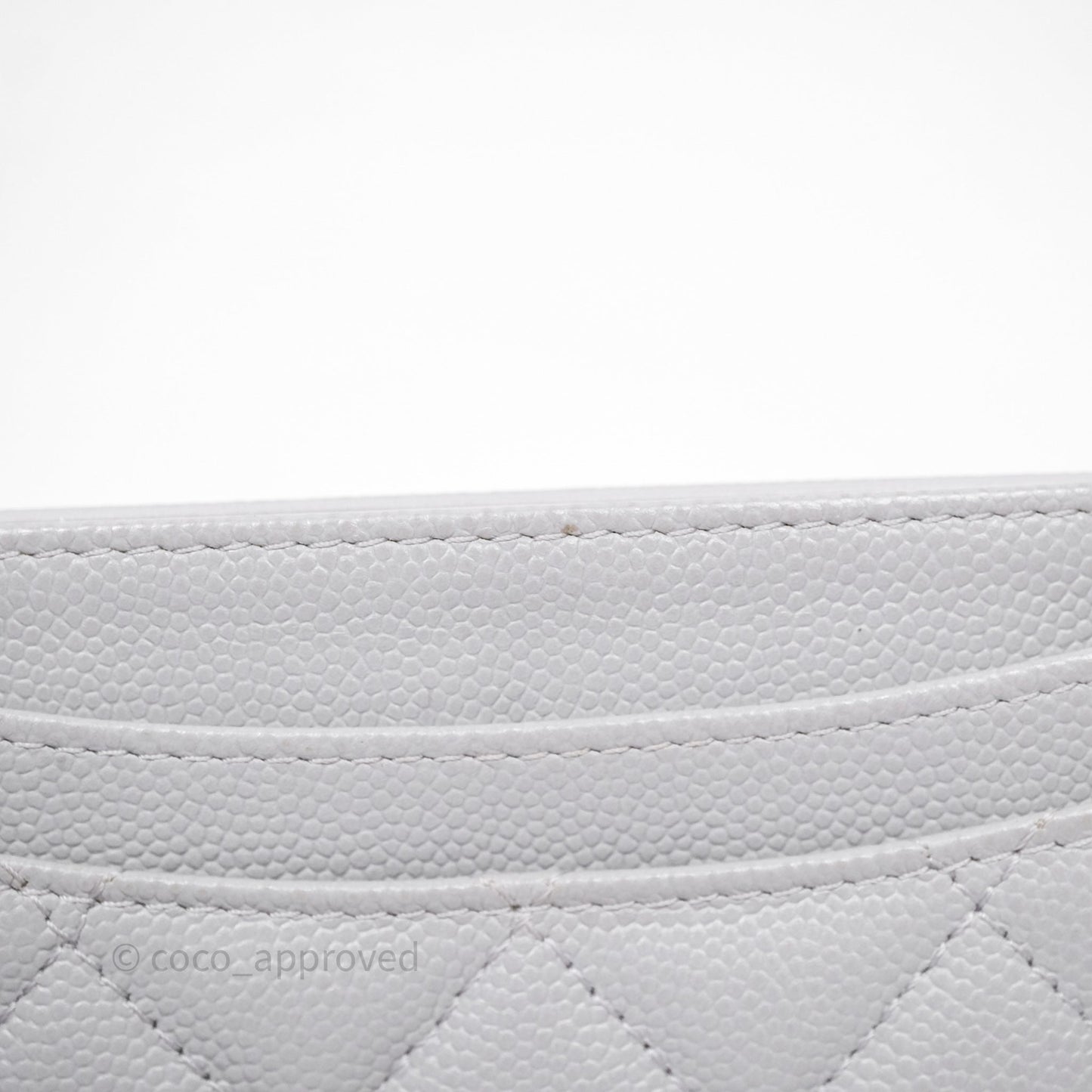Chanel Classic Flat Card Holder Grey Caviar Gold Hardware