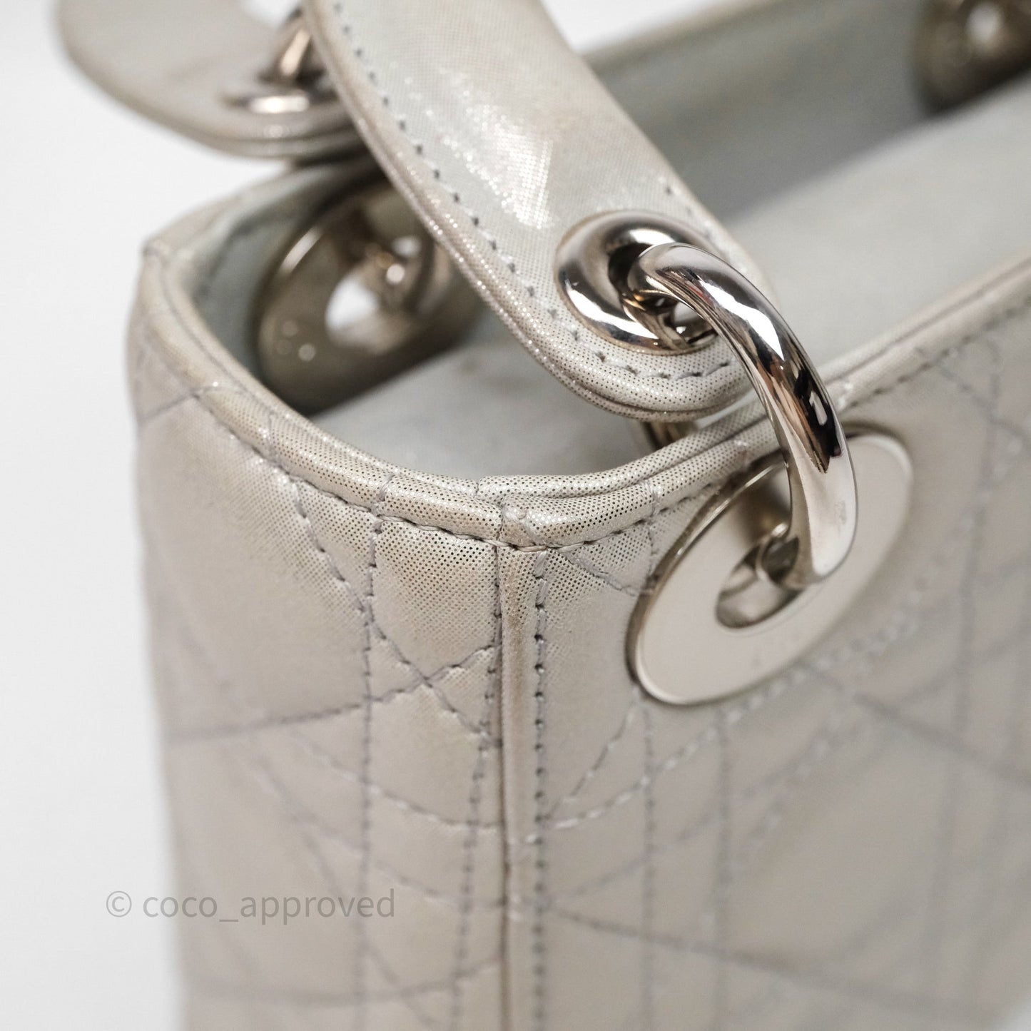 Christian Dior Mini Lady Dior Metallic Silver Nubuck Silver Hardware
