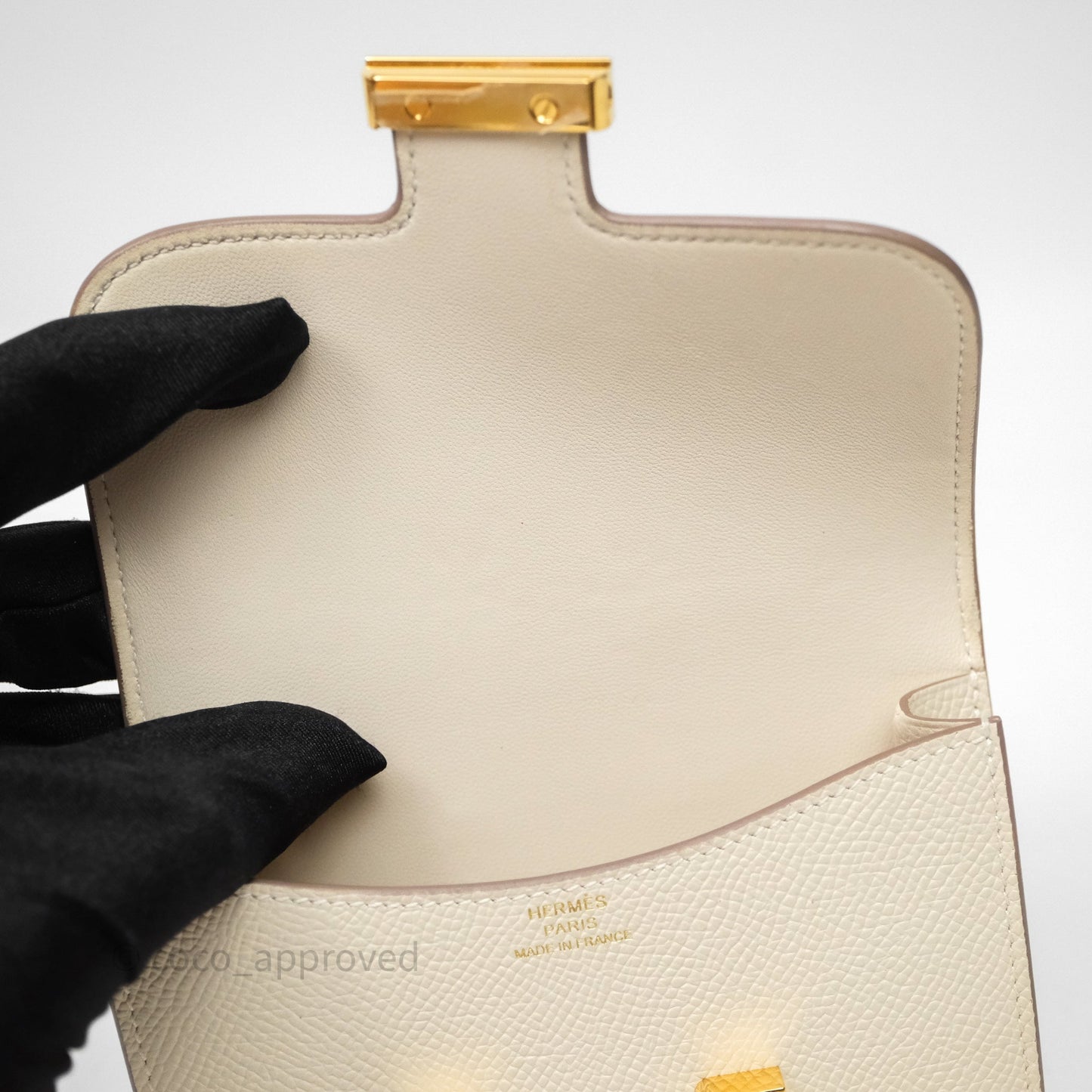 Hermès Constance Slim Wallet Craie 10 Gold Hardware