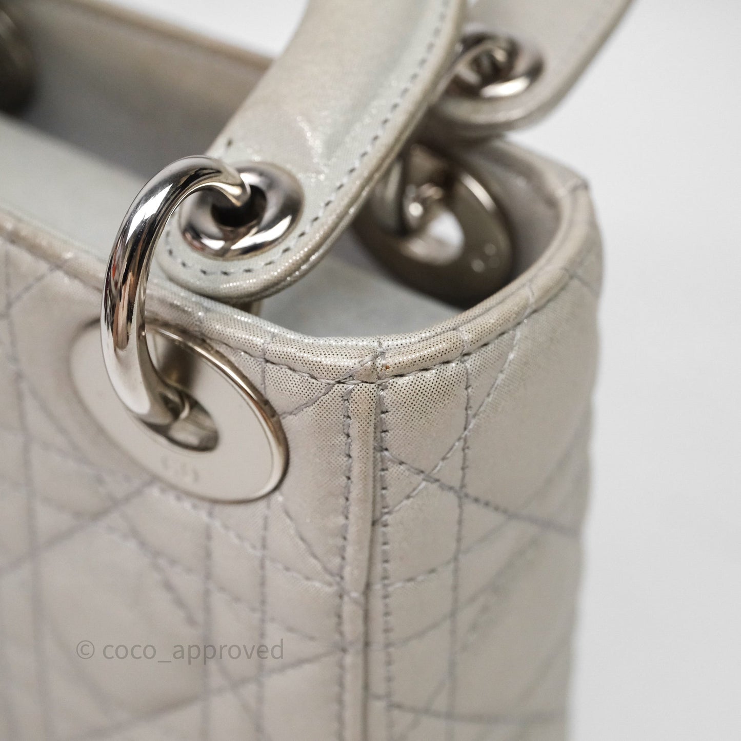 Christian Dior Mini Lady Dior Metallic Silver Nubuck Silver Hardware
