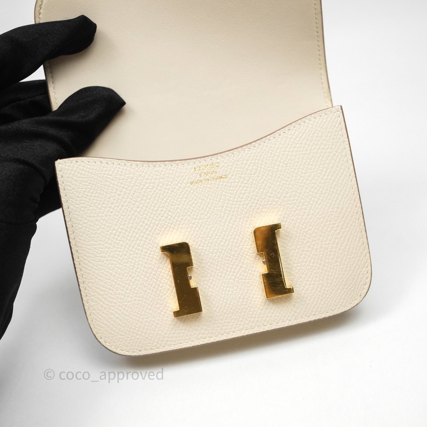 Hermès Constance Slim Wallet Craie 10 Gold Hardware