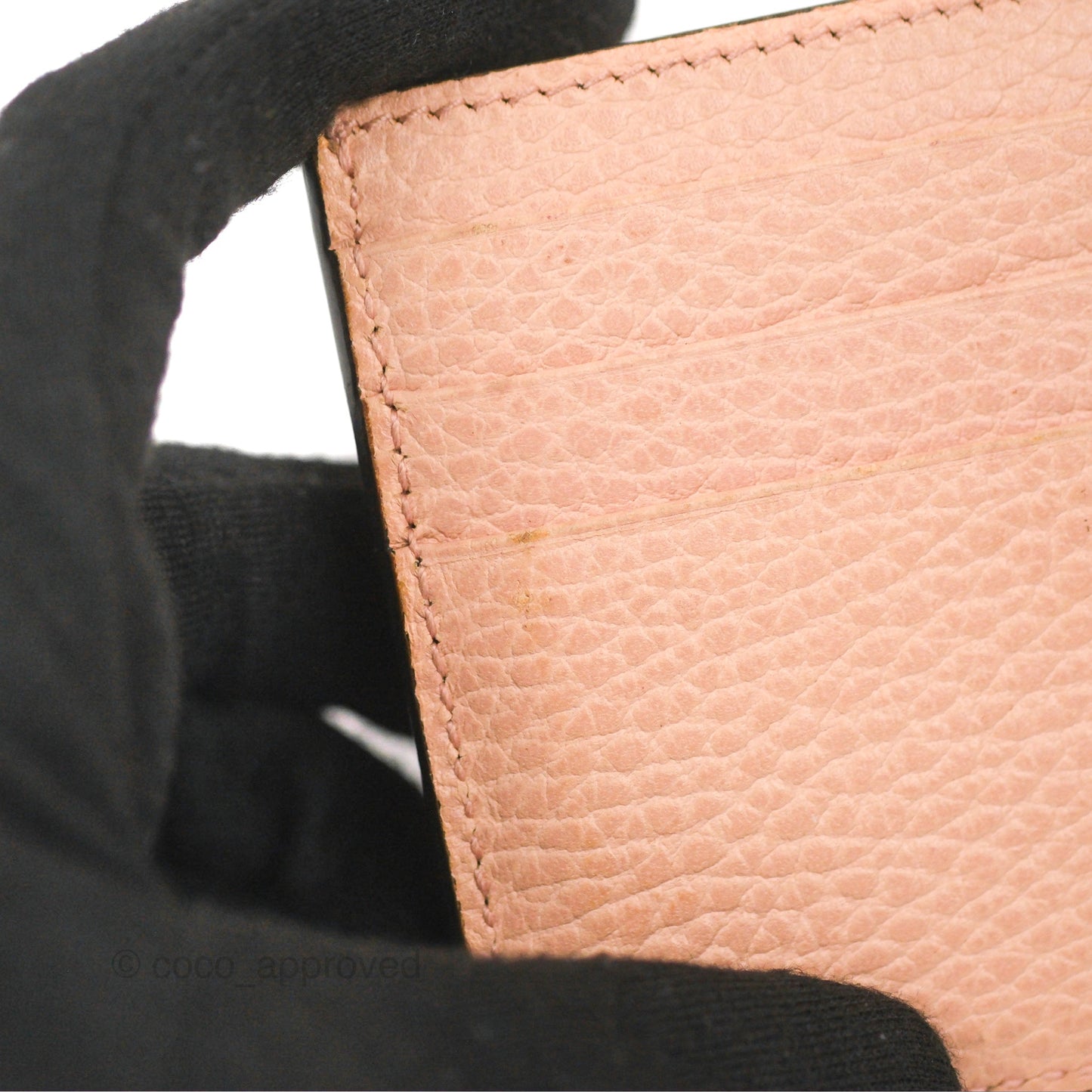 Gucci GG Marmont Coin Card Holder Pink Grained Leather