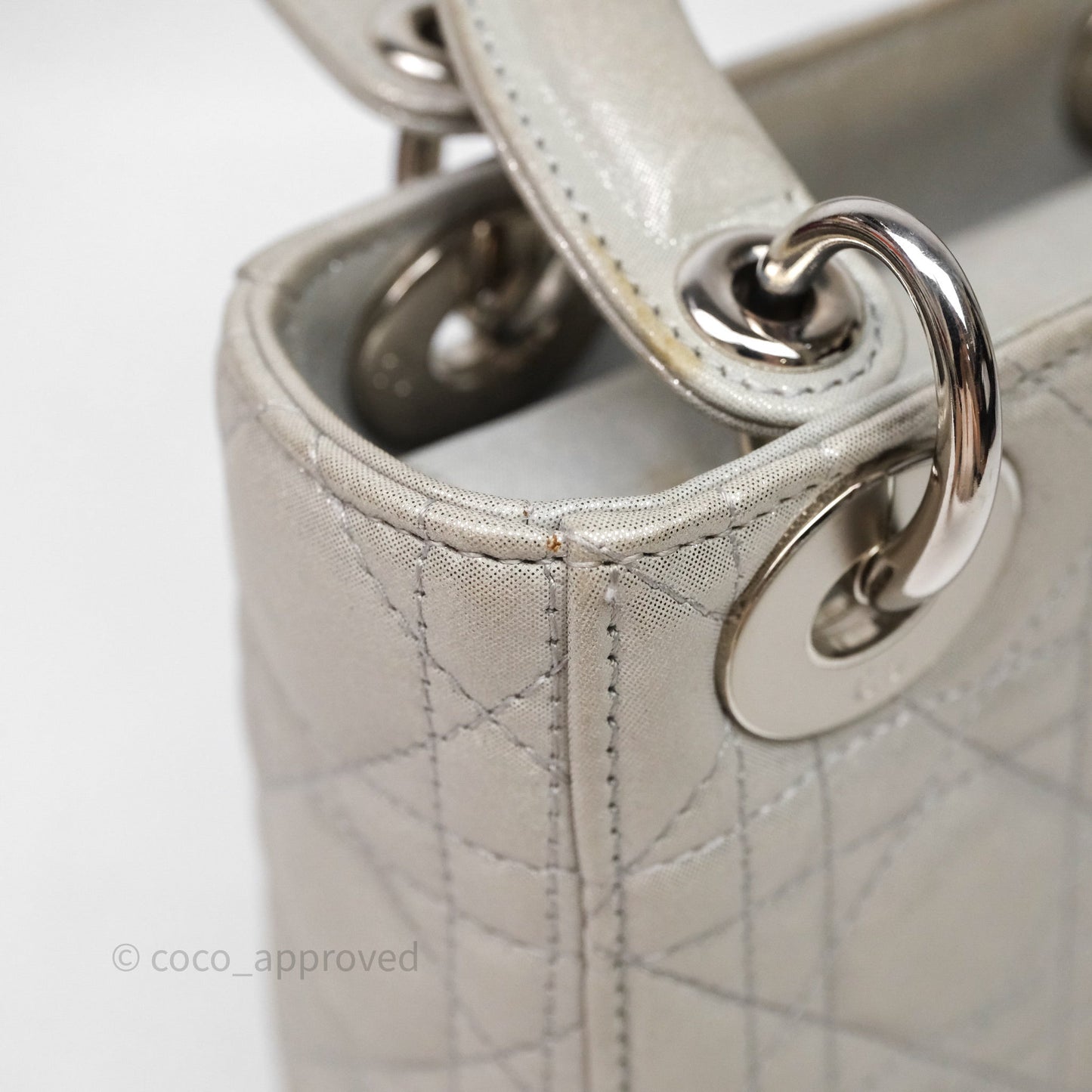 Christian Dior Mini Lady Dior Metallic Silver Nubuck Silver Hardware