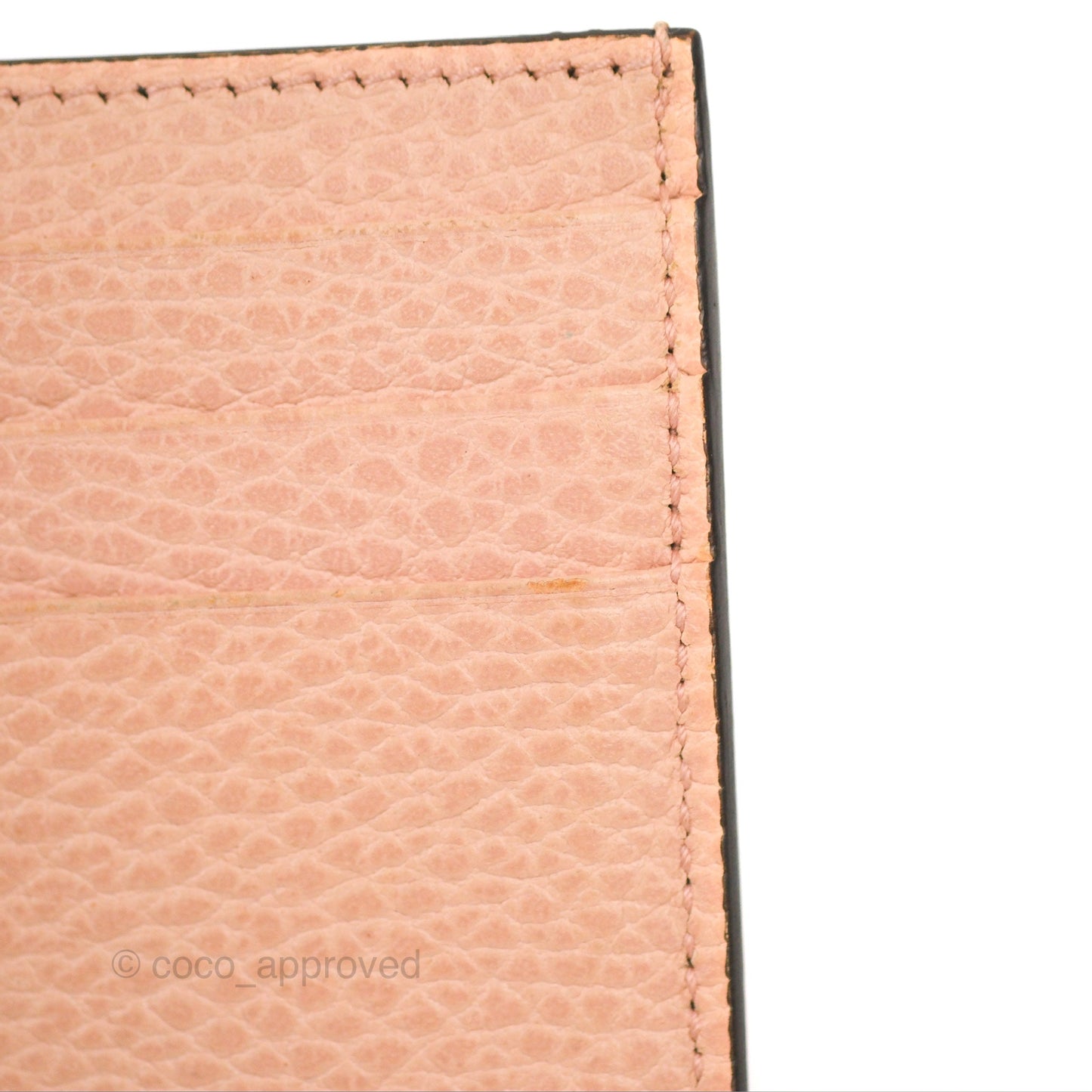 Gucci GG Marmont Coin Card Holder Pink Grained Leather