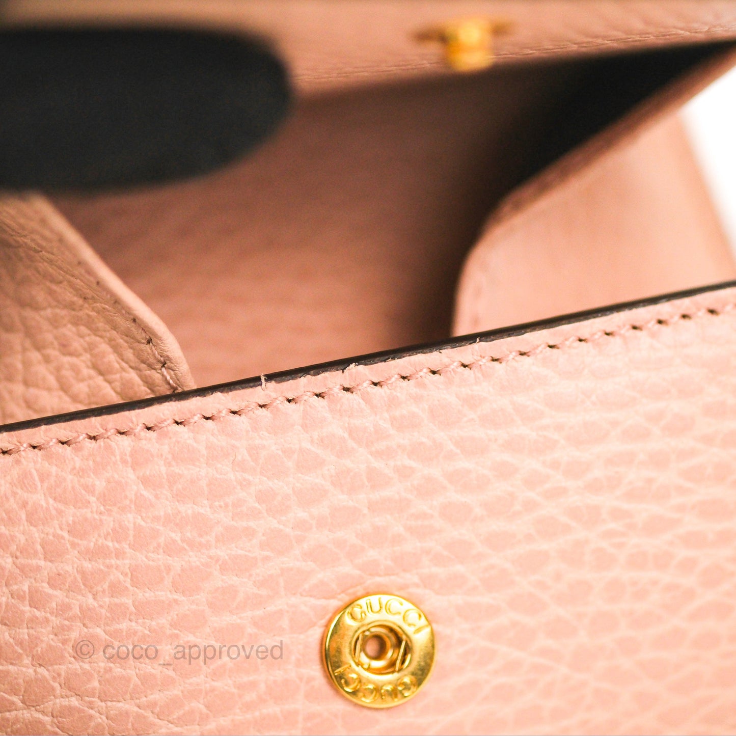 Gucci GG Marmont Coin Card Holder Pink Grained Leather