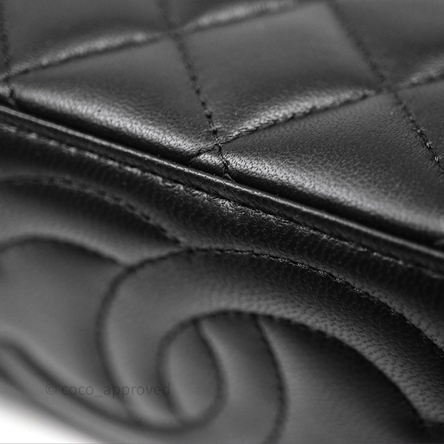 Chanel Quilted Vanity Rectangular with Camellia Adjustable Chain Black Lambskin