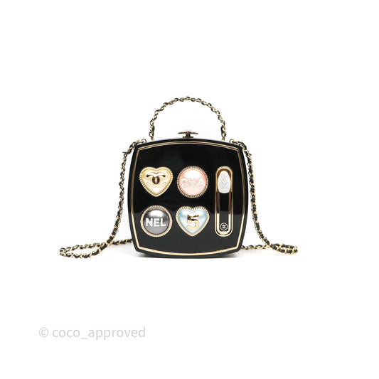 Chanel Makeup Palette Minaudiere Black Plexi Strass Gold Hardware
