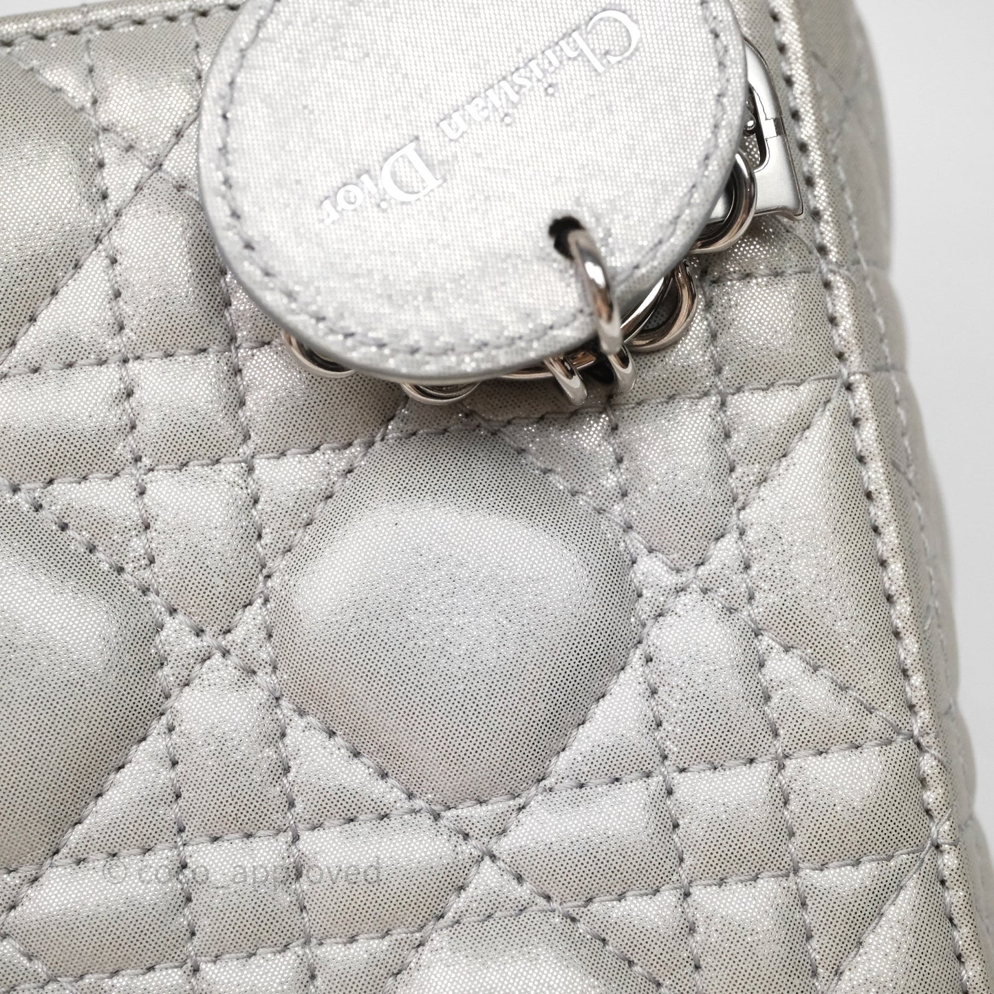 Christian Dior Mini Lady Dior Metallic Silver Nubuck Silver Hardware