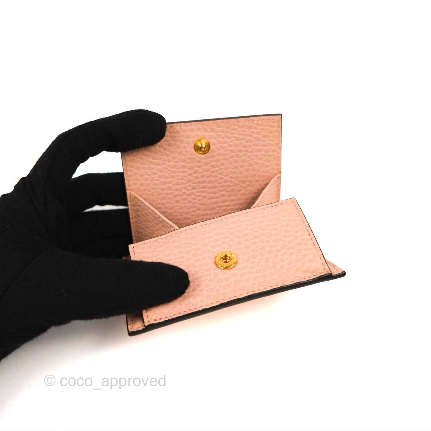Gucci GG Marmont Coin Card Holder Pink Grained Leather