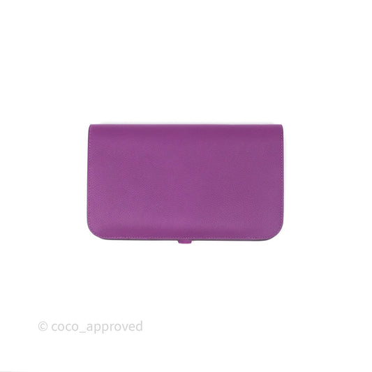 Hermes Dogon Duo Compact Wallet Anemone P9 Evercolor Palladium Hardware
