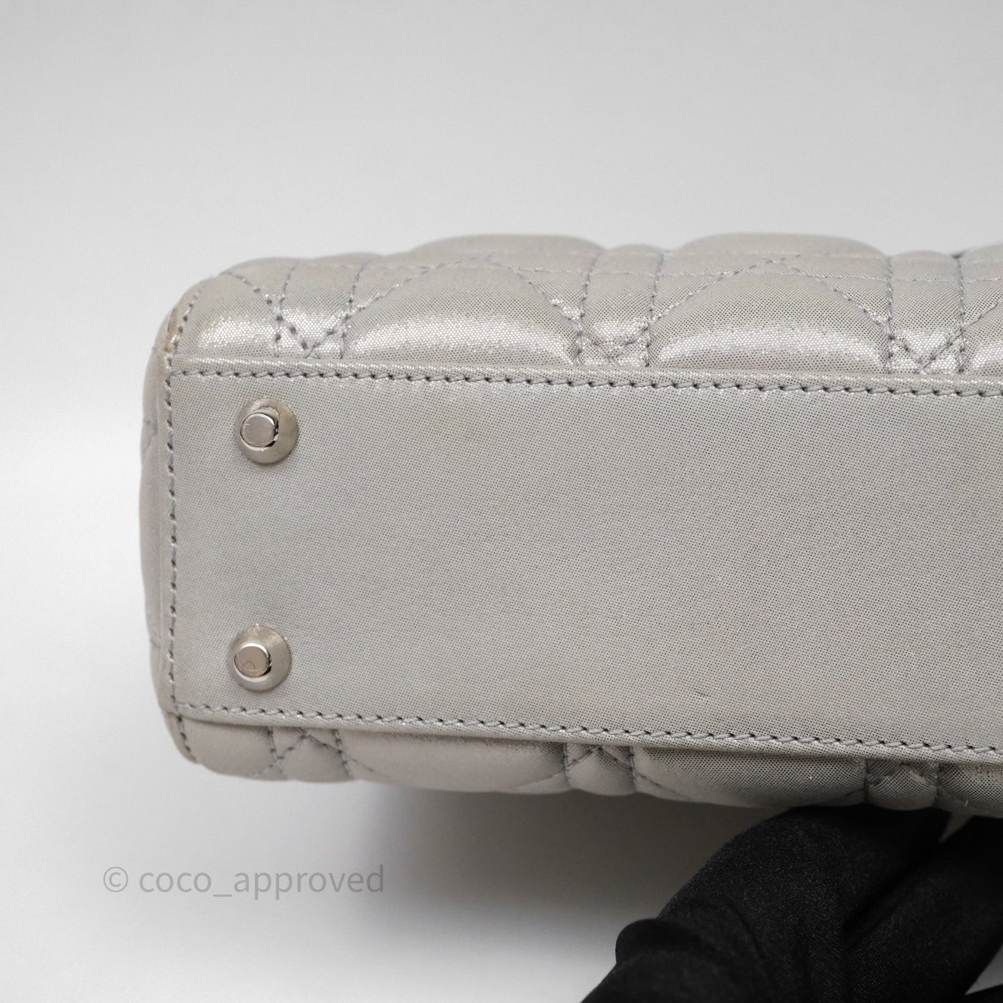 Christian Dior Mini Lady Dior Metallic Silver Nubuck Silver Hardware
