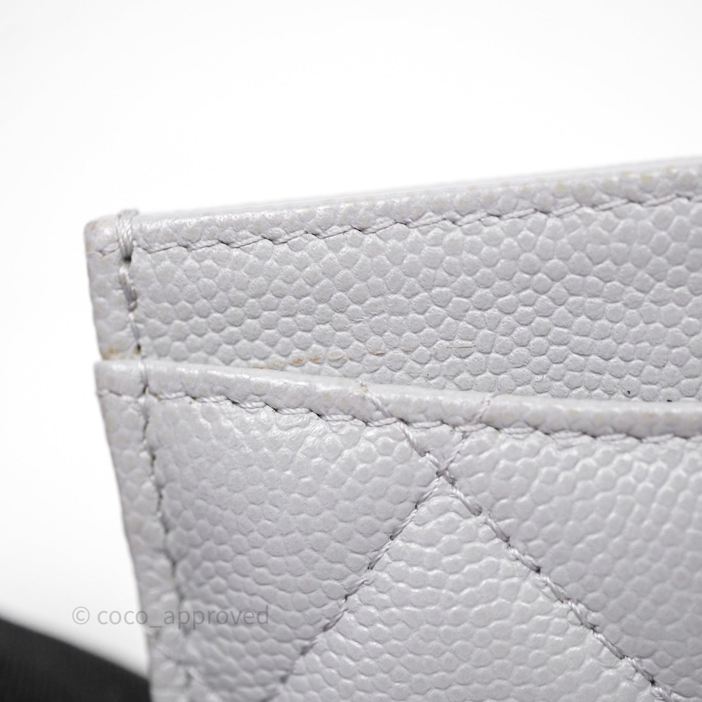 Chanel Classic Flat Card Holder Grey Caviar Gold Hardware