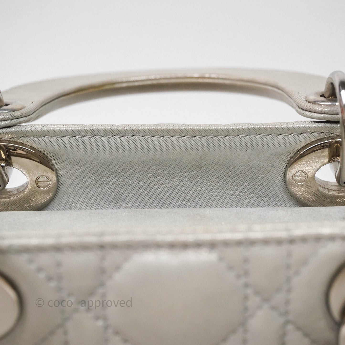 Christian Dior Mini Lady Dior Metallic Silver Nubuck Silver Hardware