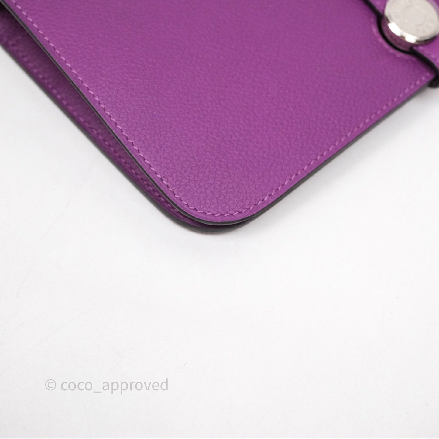 Hermes Dogon Duo Compact Wallet Anemone P9 Evercolor Palladium Hardware