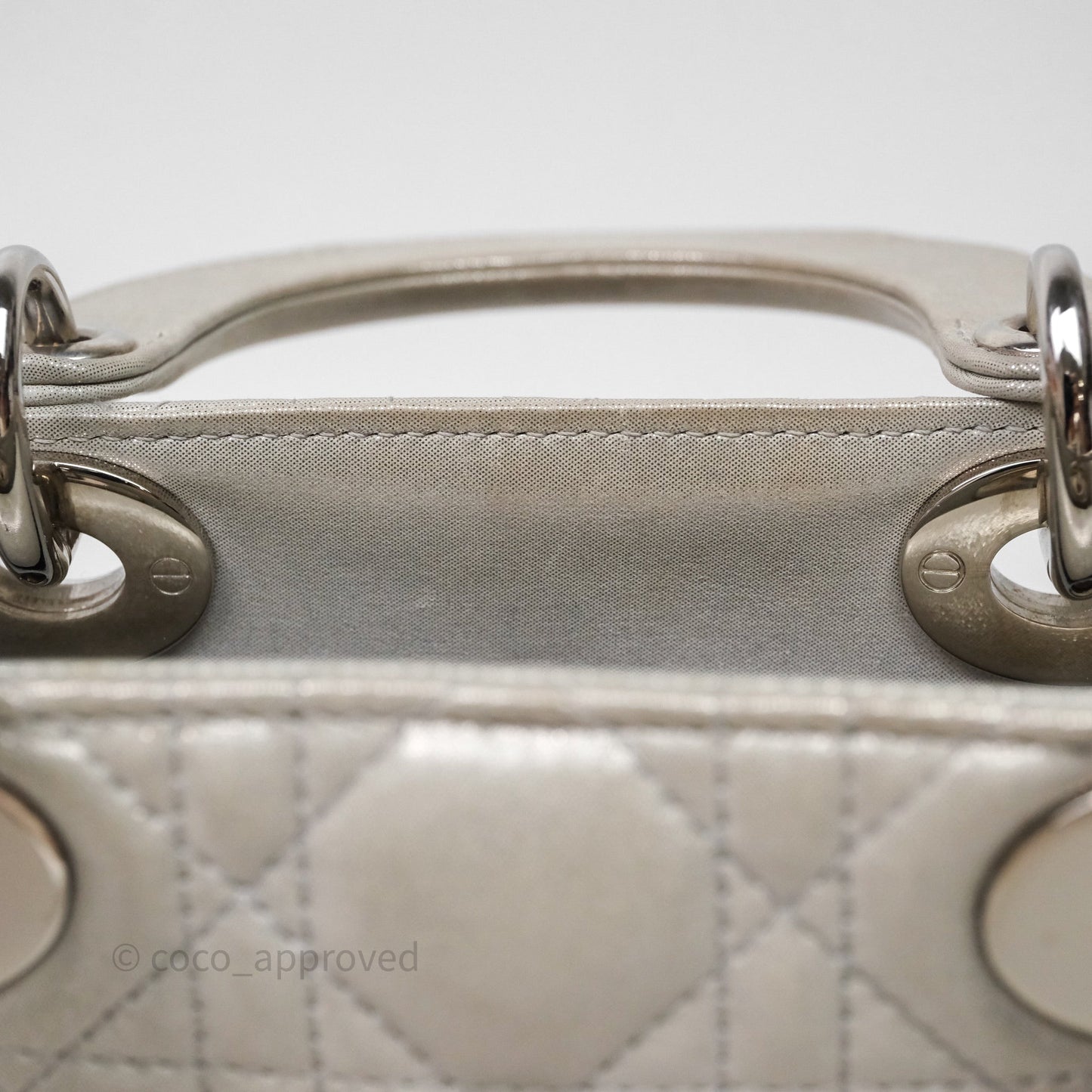 Christian Dior Mini Lady Dior Metallic Silver Nubuck Silver Hardware