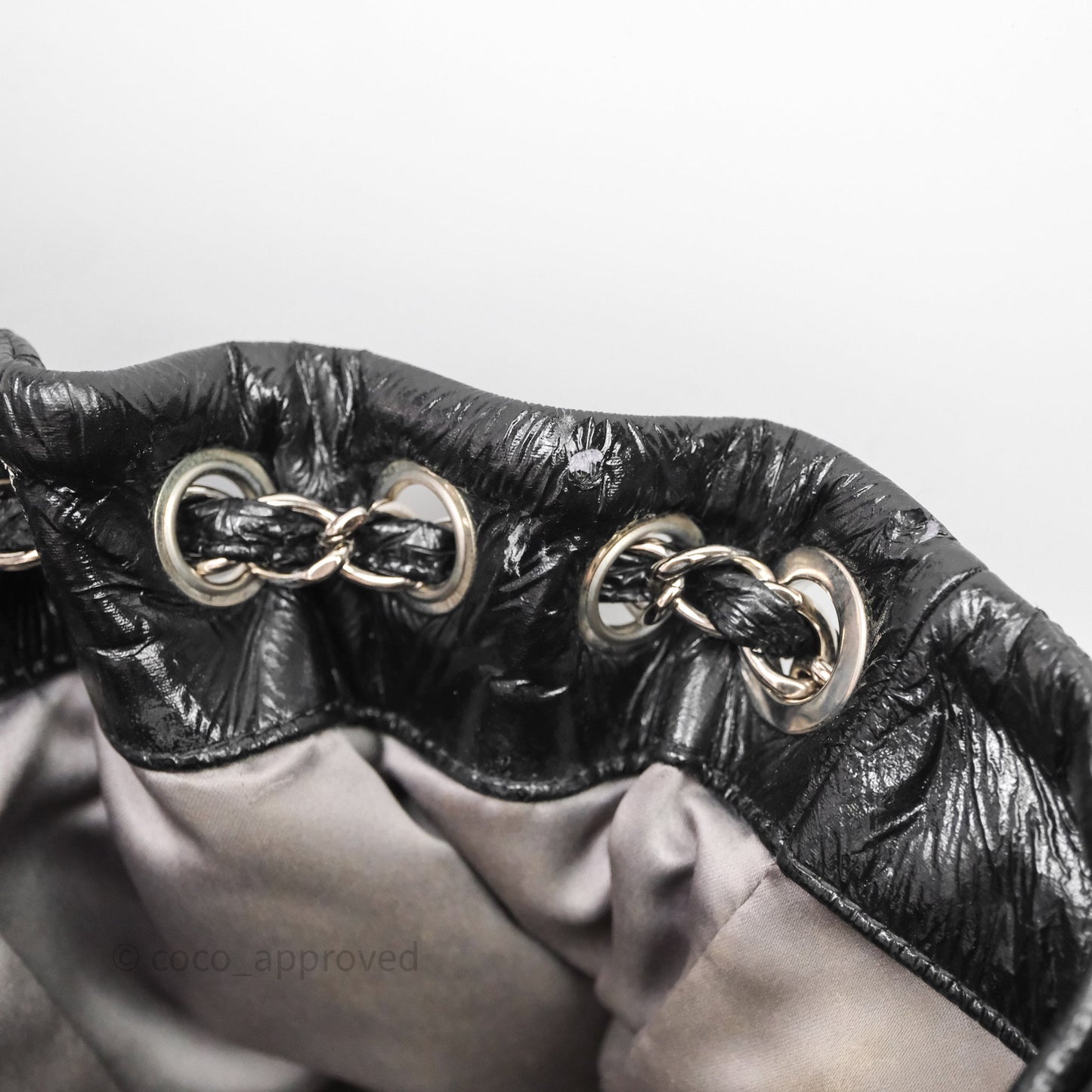 Chanel Black Vinyl Graphic Edge Flap Bag Silver Hardware⁣⁣