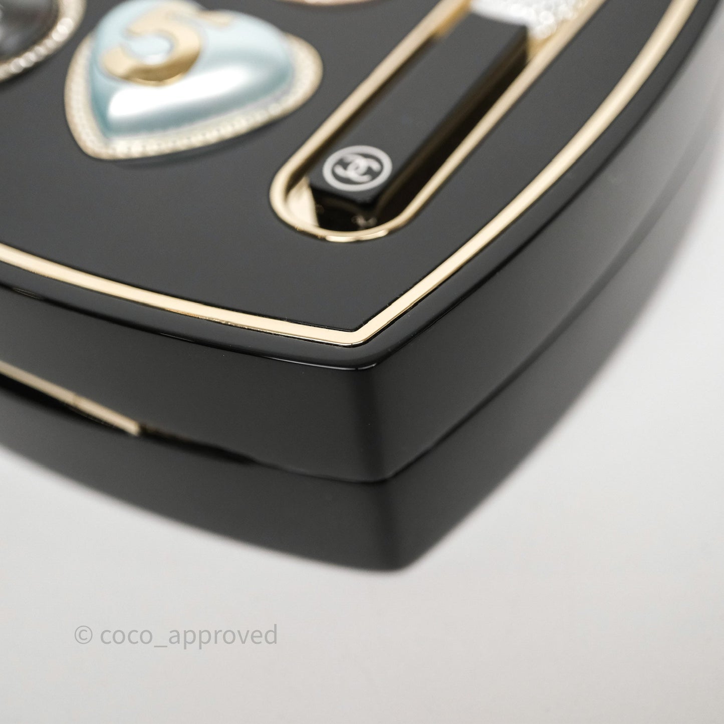 Chanel Makeup Palette Minaudiere Black Plexi Strass Gold Hardware