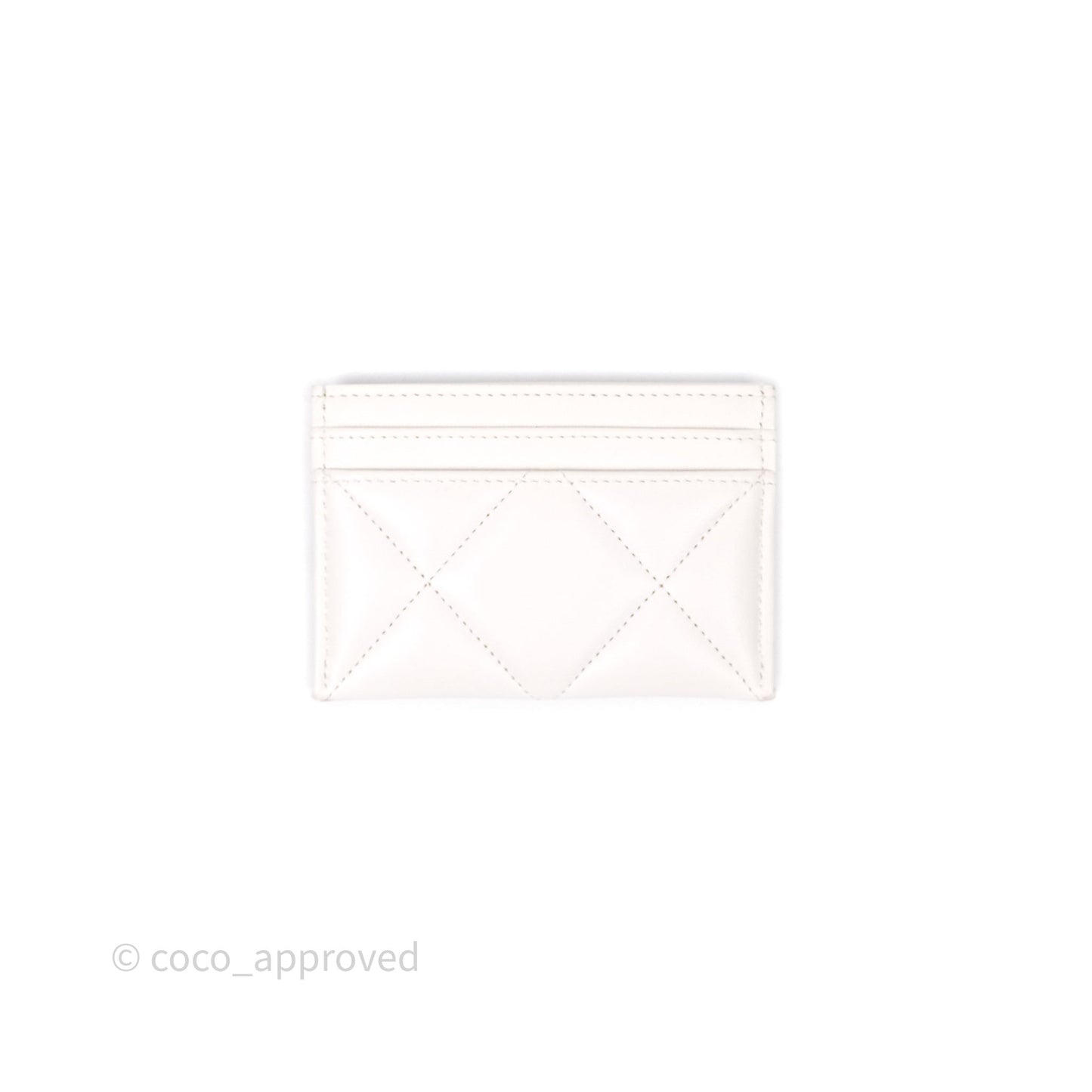 Chanel 19 Quilted Flat Card Holder White Lambskin